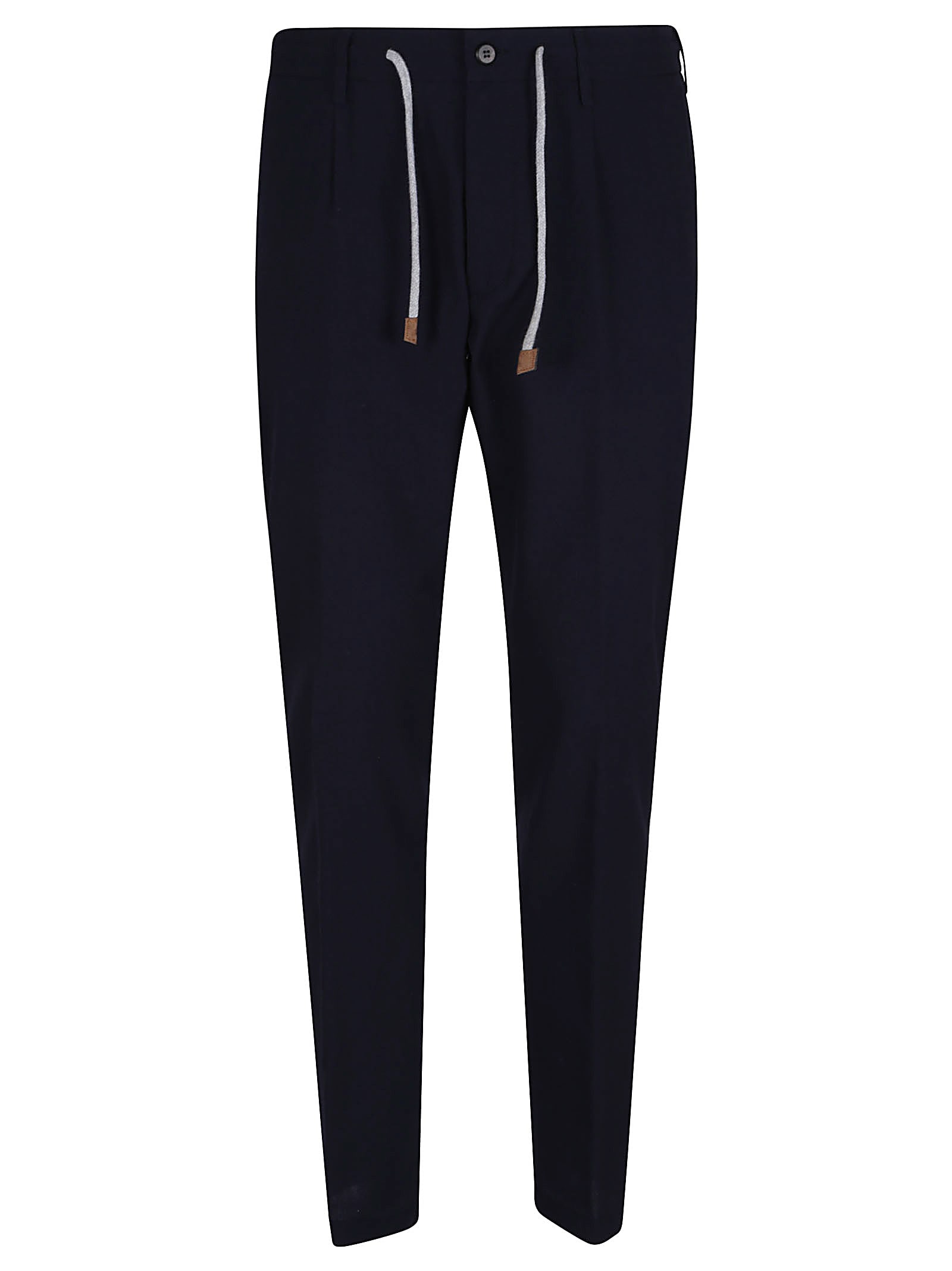 Eleventy Drawstring Waist Tapered Leg Trousers With Back Pockets