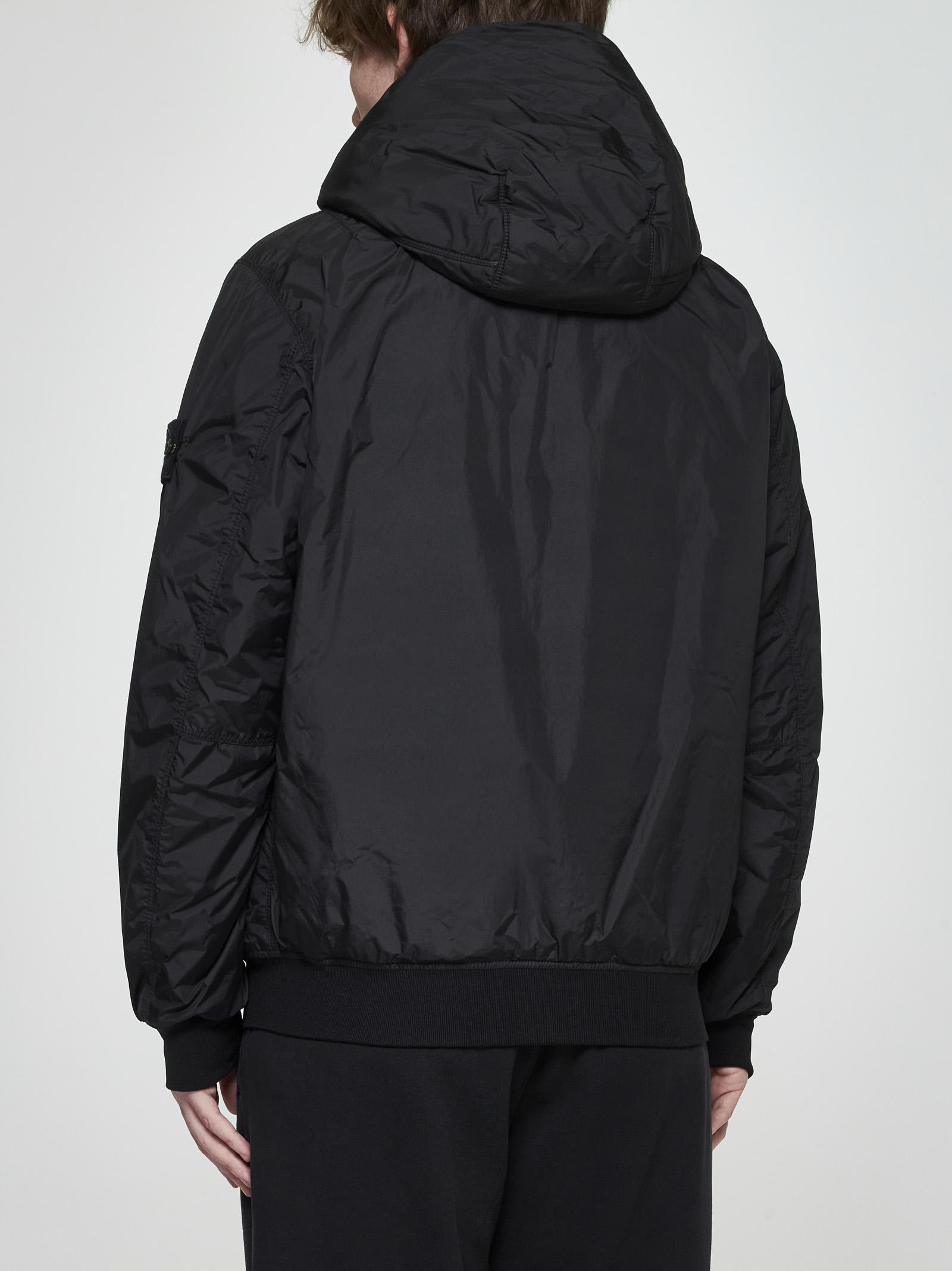 Shop Stone Island Hooded Nylon Down Jacket In Black