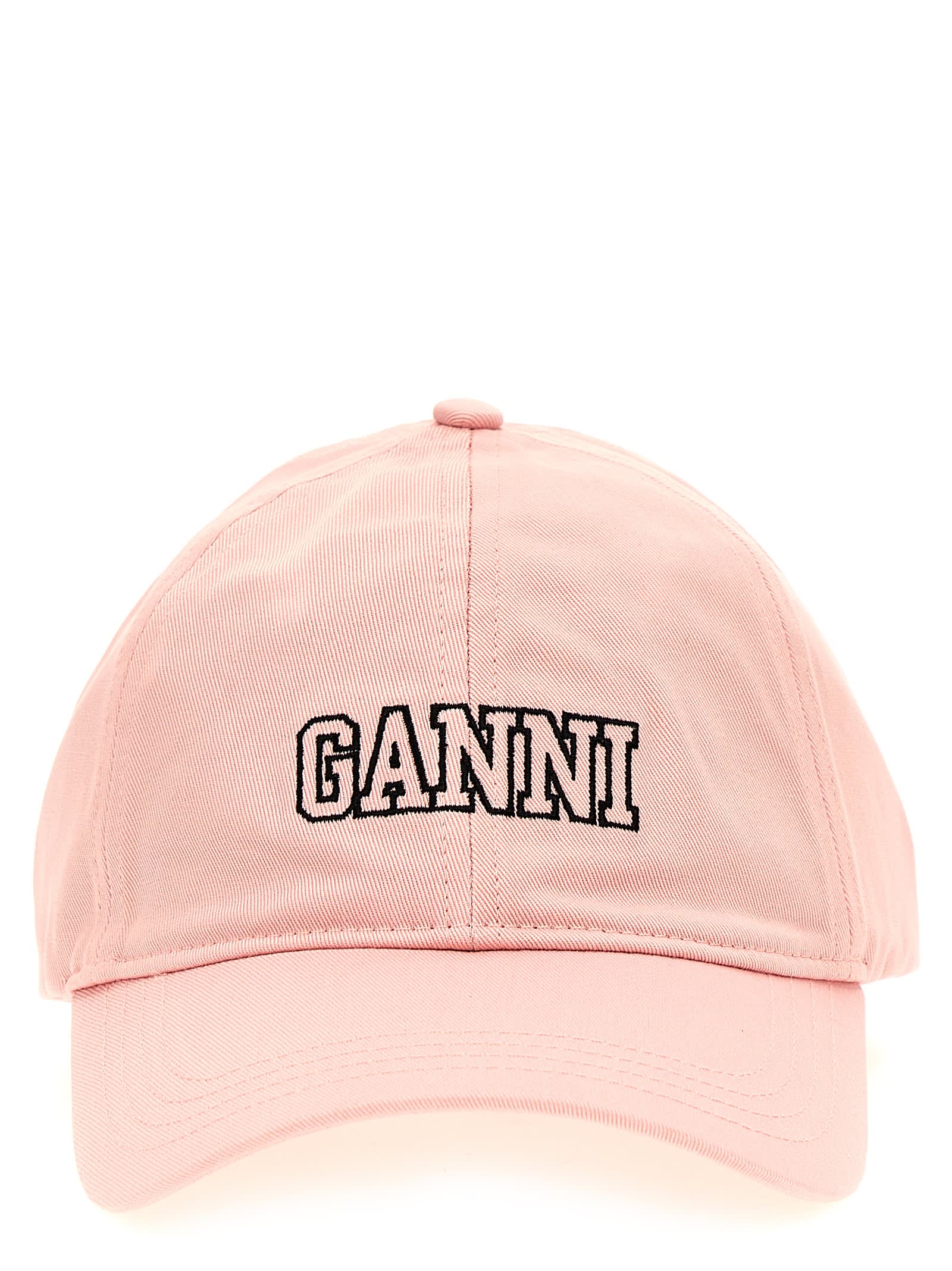 Ganni Logo Embroidery Cap In Pink