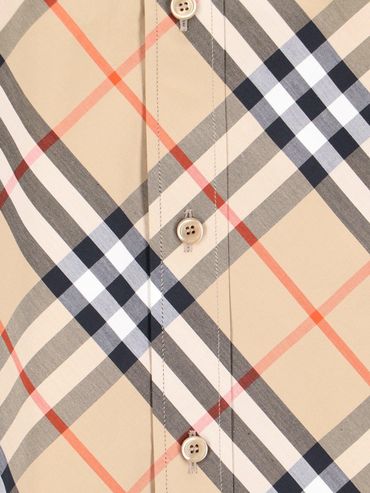 Shop Burberry Short Sleeved Checked Shirt In Sand Ip Check