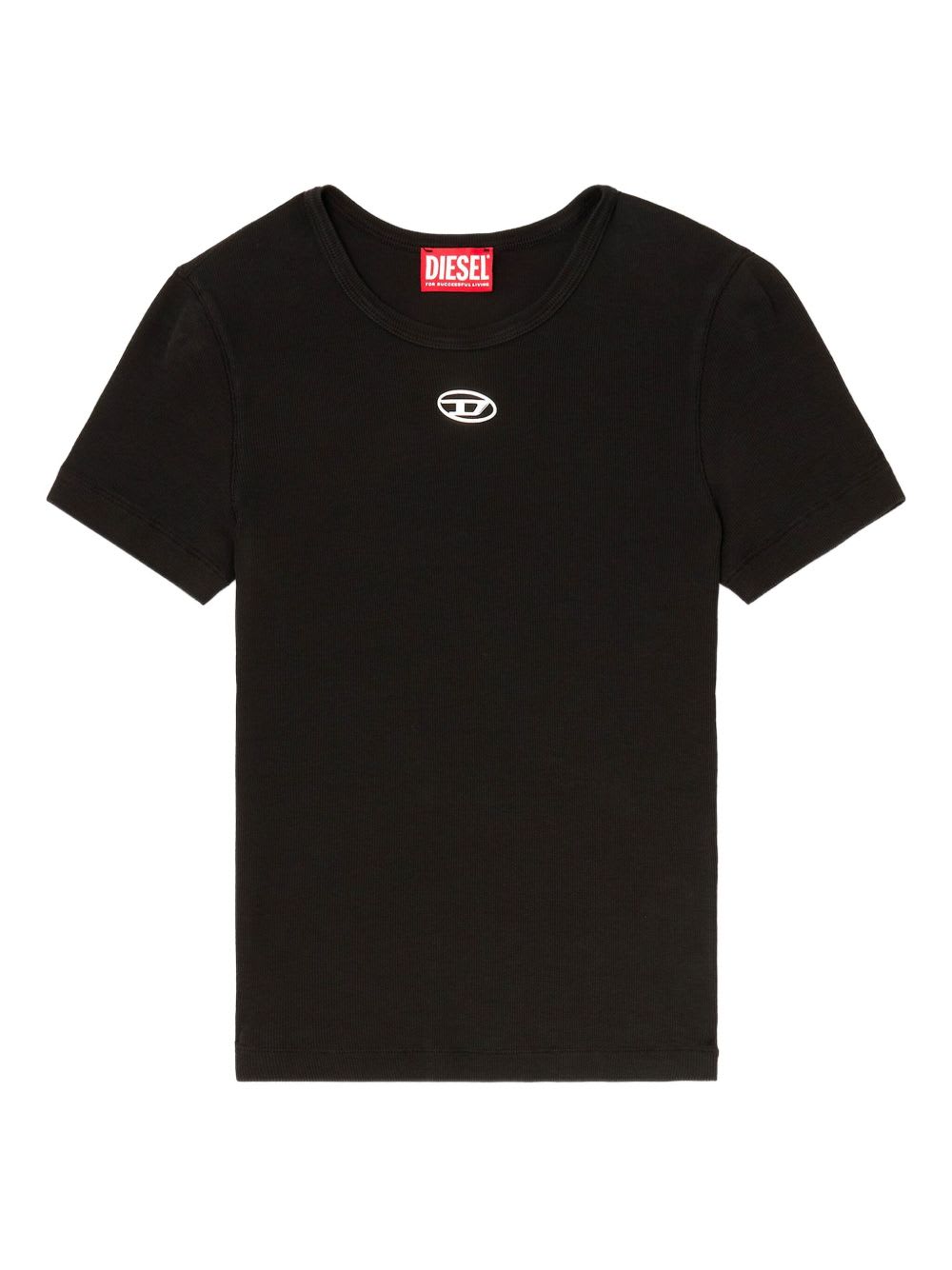 Diesel Slim-fit Stretch Cotton T-shirt With Metallic Oval D Logo In Brown