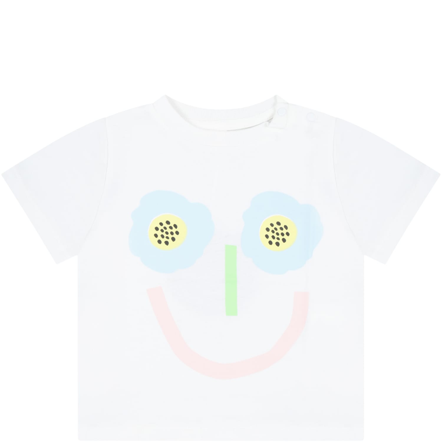STELLA MCCARTNEY WHITE T-SHIRT FOR BABY GIRL WITH SMILEY