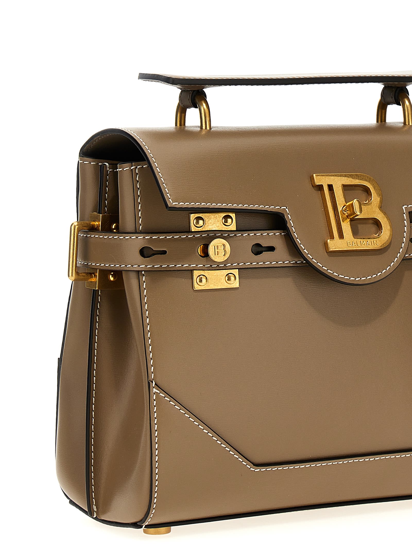 Shop Balmain B-buzz 23 Handbag In Beige