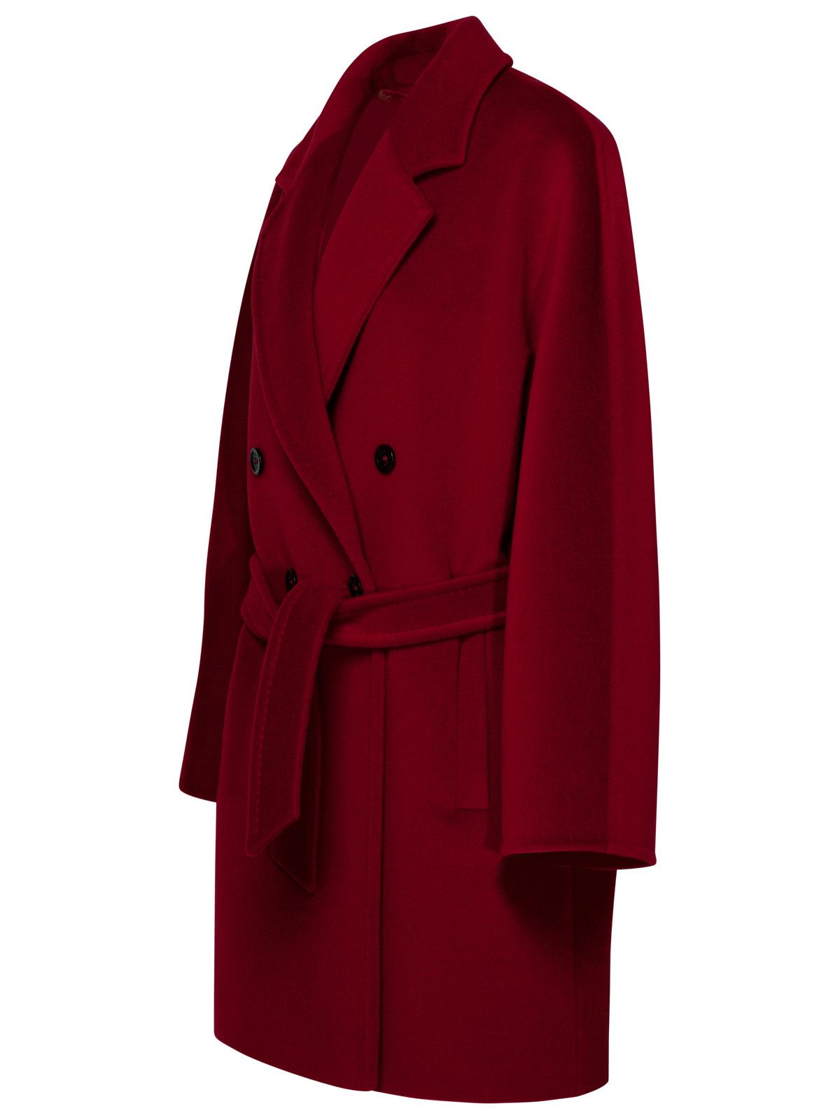 Shop Max Mara Burgundy Wool Blend Coat In Red