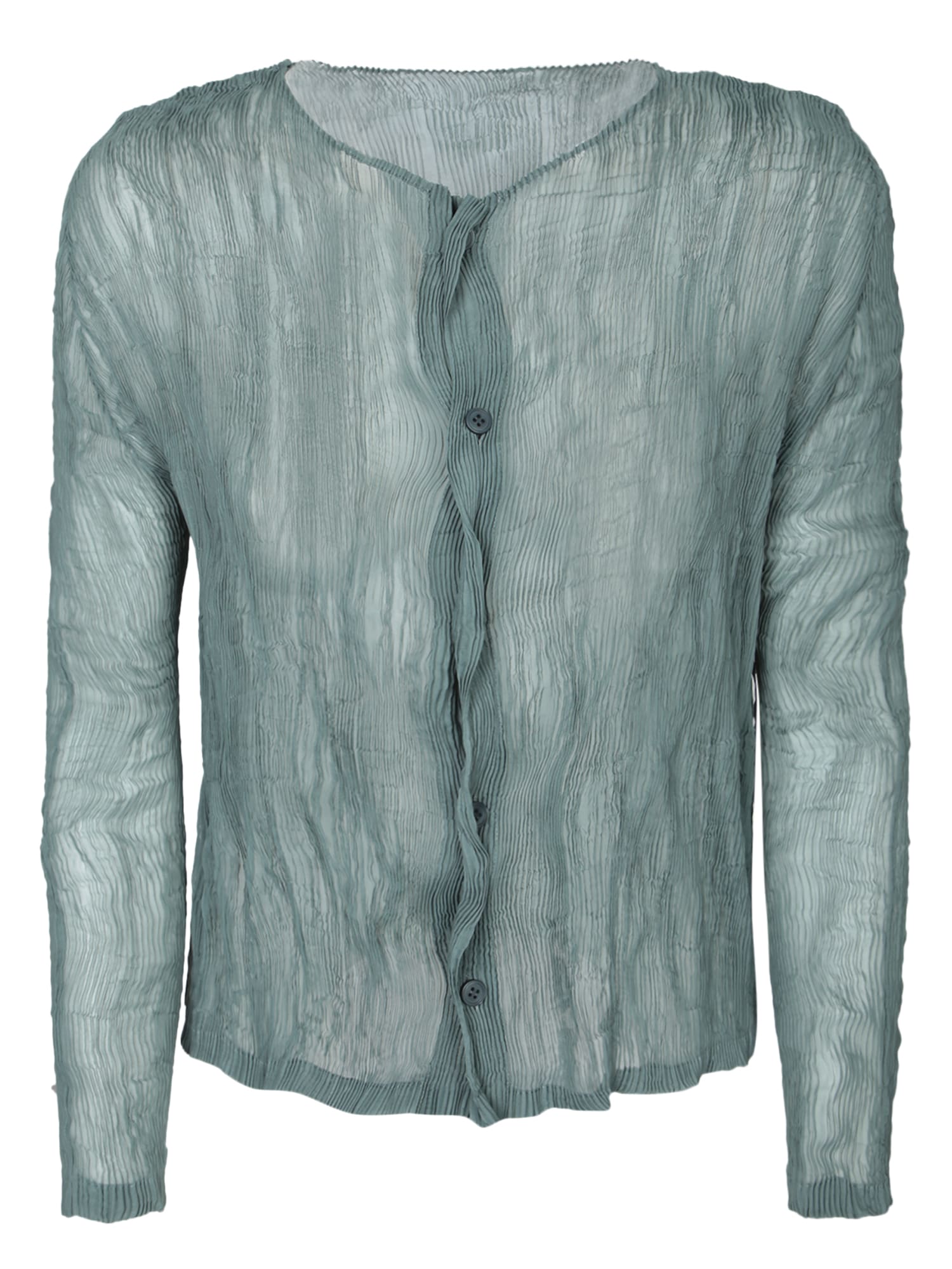 Issey Miyake Green Chiffon Twist Cardigan