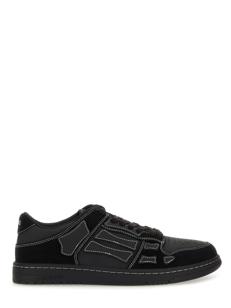 Amiri Sneaker Skel Top Low Black In Leather And Suede Men In Black
