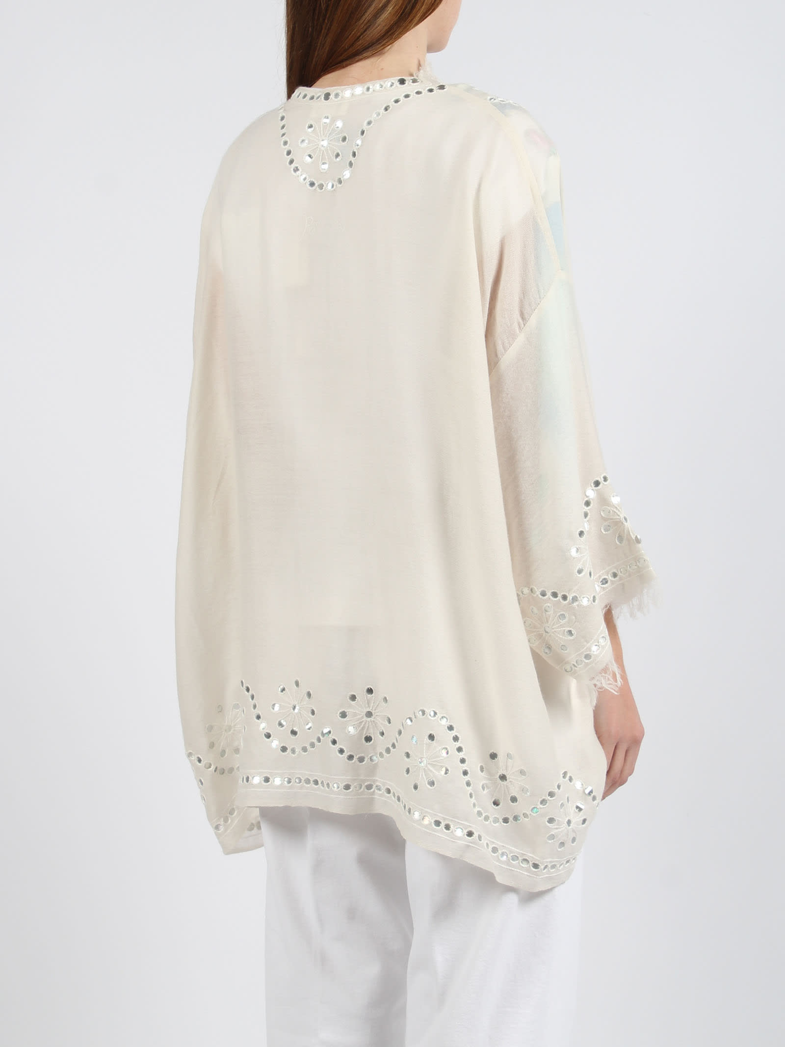 Shop P.a.r.o.s.h Within Embroidered Cardigan In Bianco