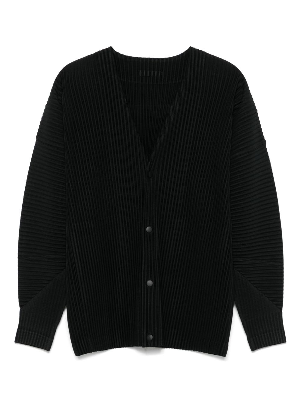 Issey Miyake V-necked Pleated T-shirt In Black