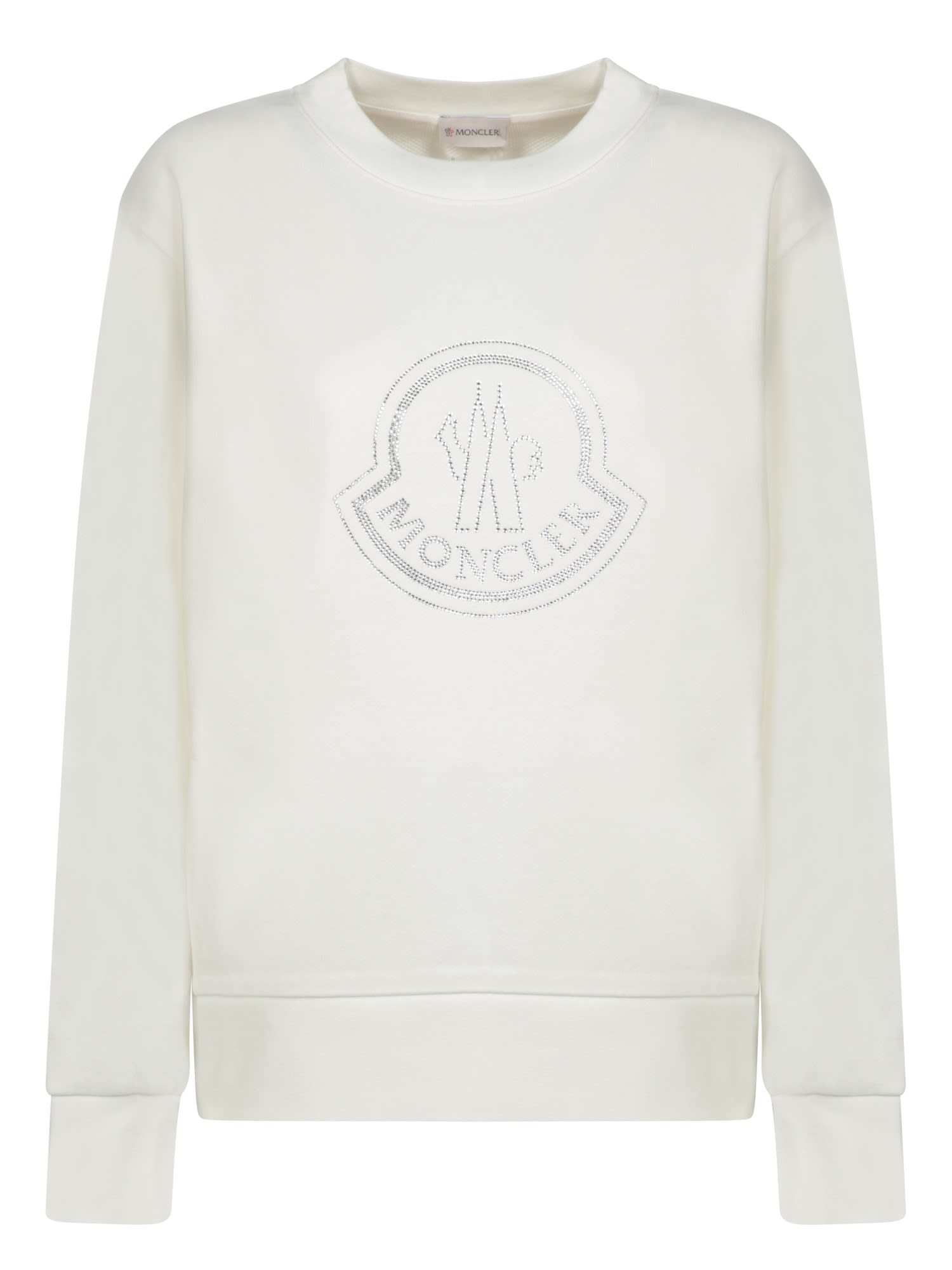 Shop Moncler Logo White Cotton Sweatshirt