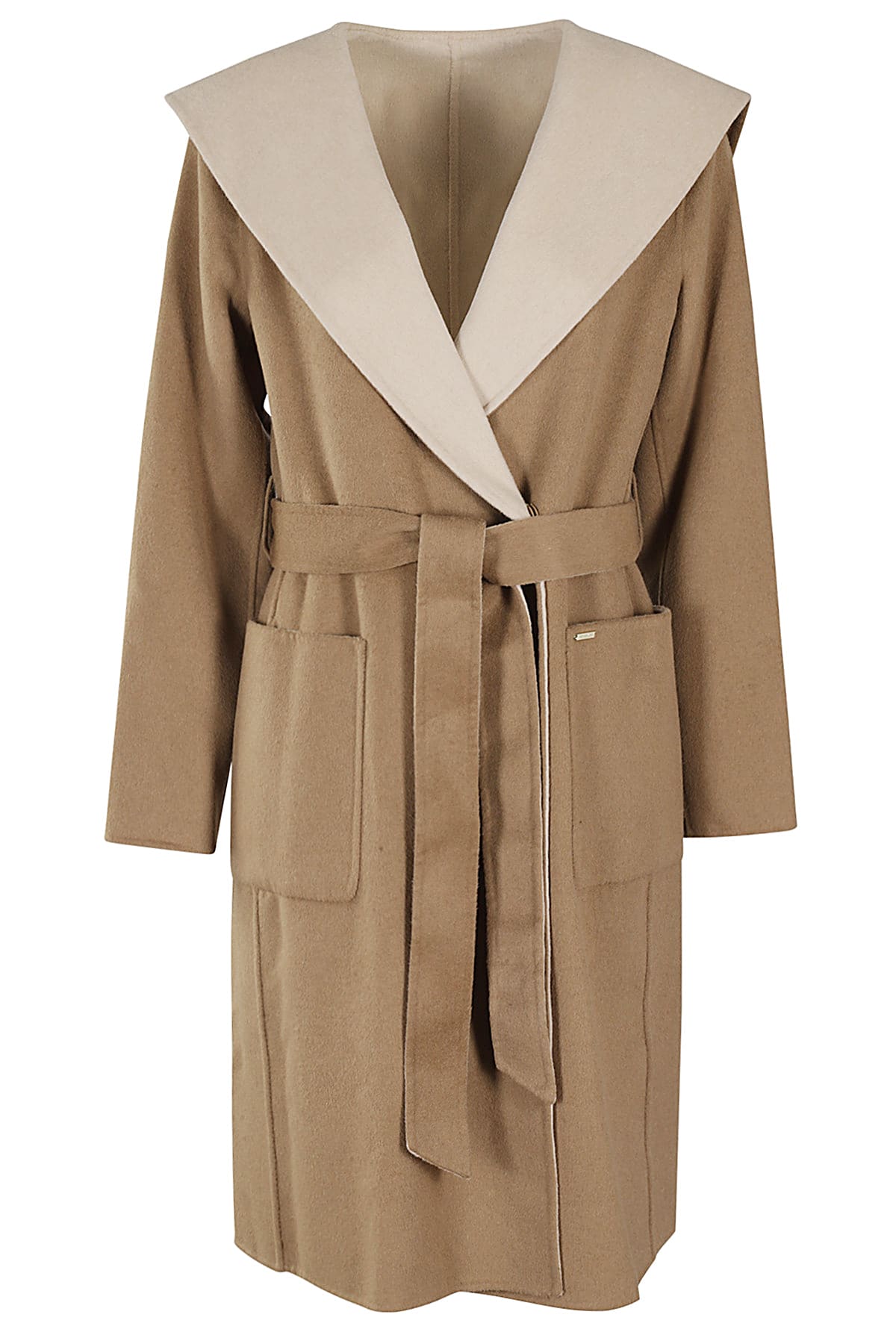 Shop Michael Michael Kors Hooded Wool Wrap Coat In Dark Camel Bone