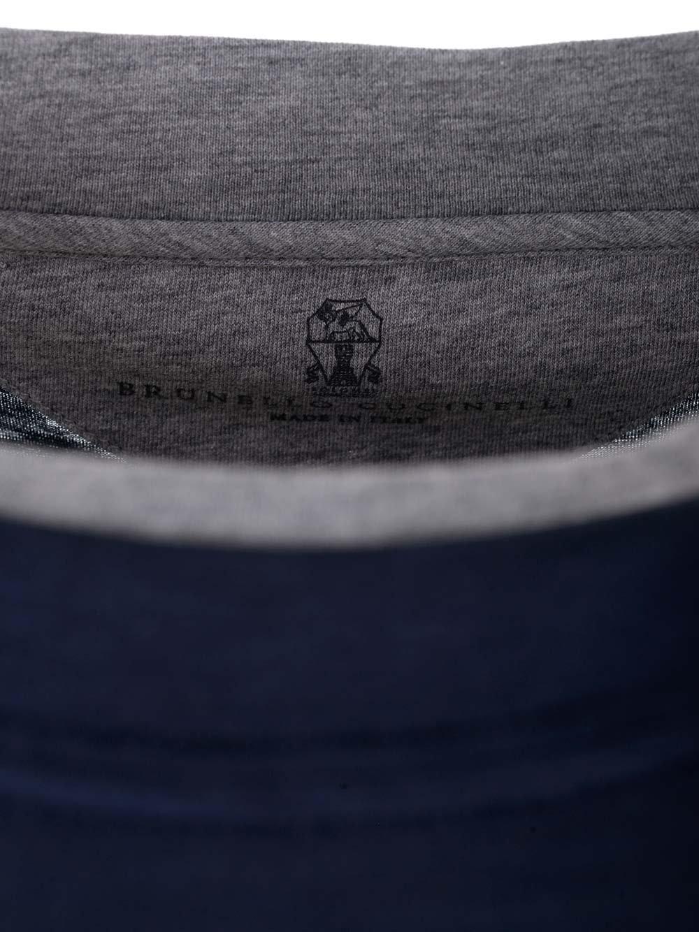 Brunello Cucinelli Double Layer Crewneck T-shirt In Blue