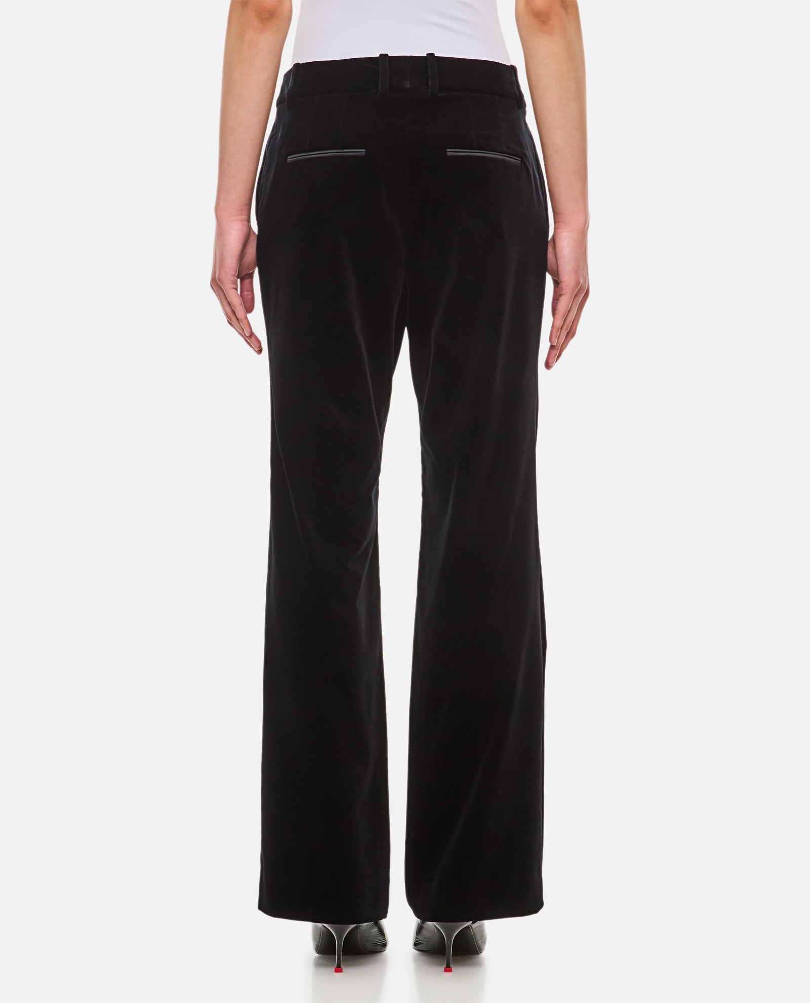 Rabanne Straight Velvet Pants In Black