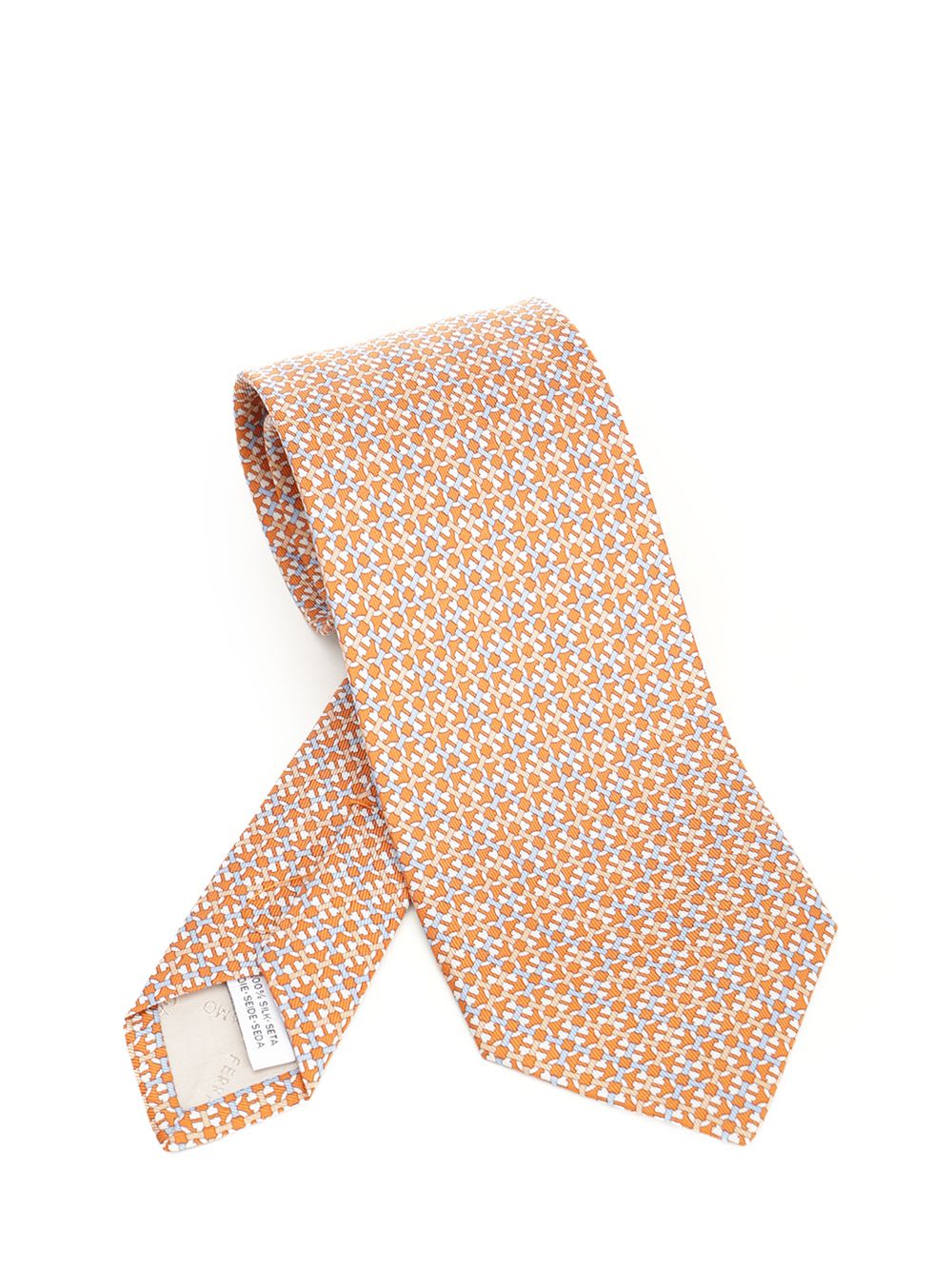 Ferragamo Gancini Print Silk Tie Ties And Bow Ties Orange In Orange