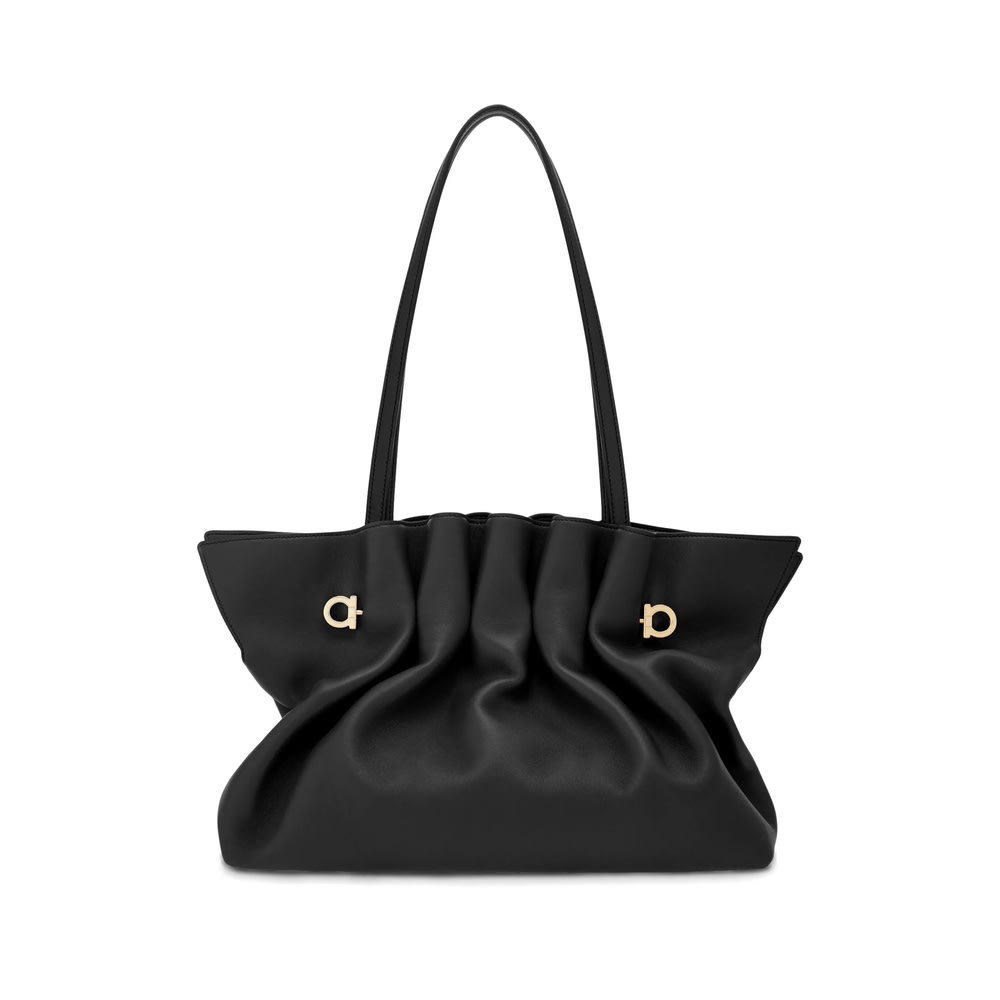 Ferragamo Medium Soft Shoulder Bag In Black