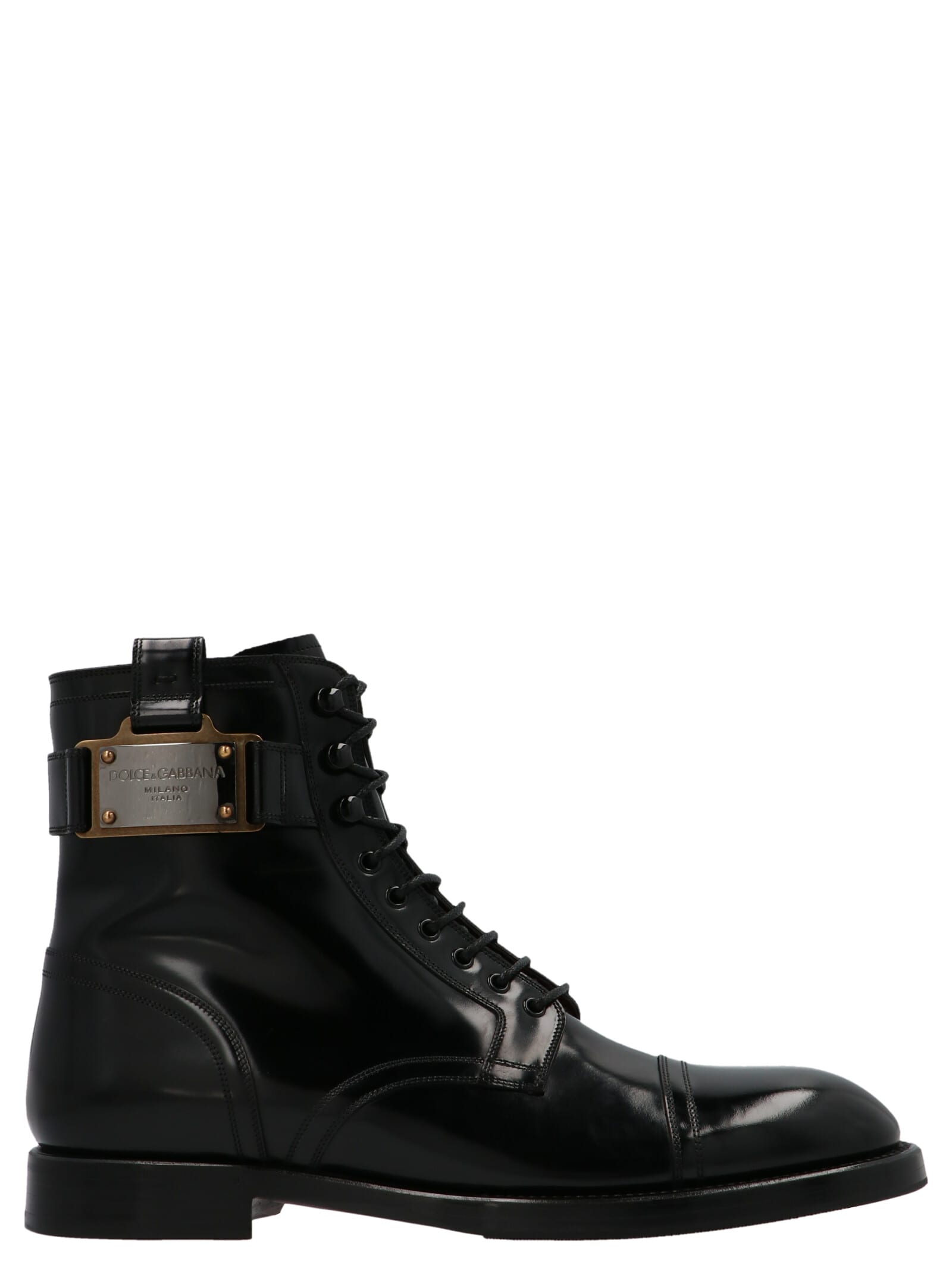 Dolce & Gabbana Logo Buckle Combat Boots