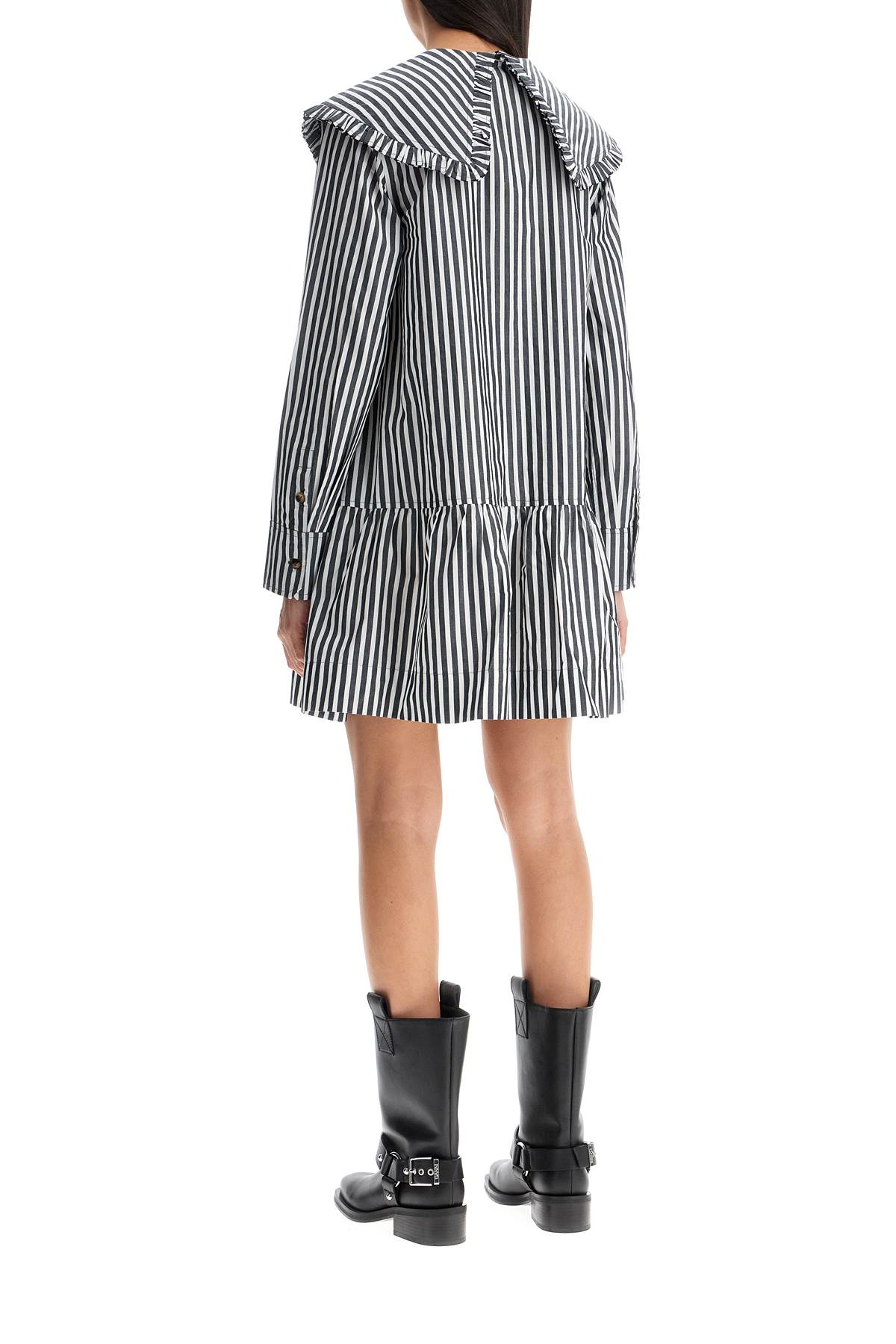 GANNI BIG COLLAR MINI SHIRT DRESS 