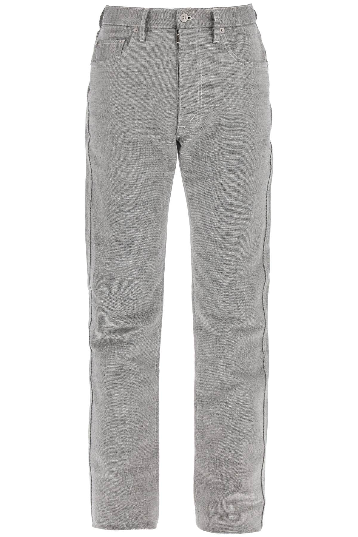 Shop Maison Margiela Five-pocket Trousers In Mã©lange Effect Canvas In Caviar (grey)