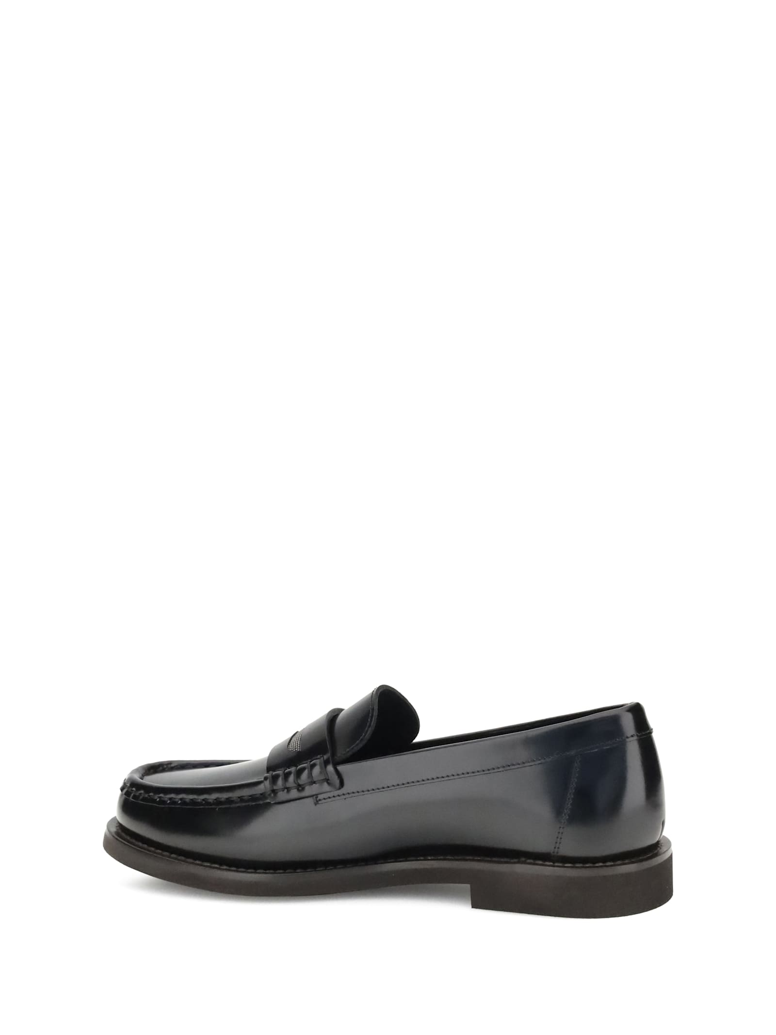 Brunello Cucinelli Leather Loafers In Blue