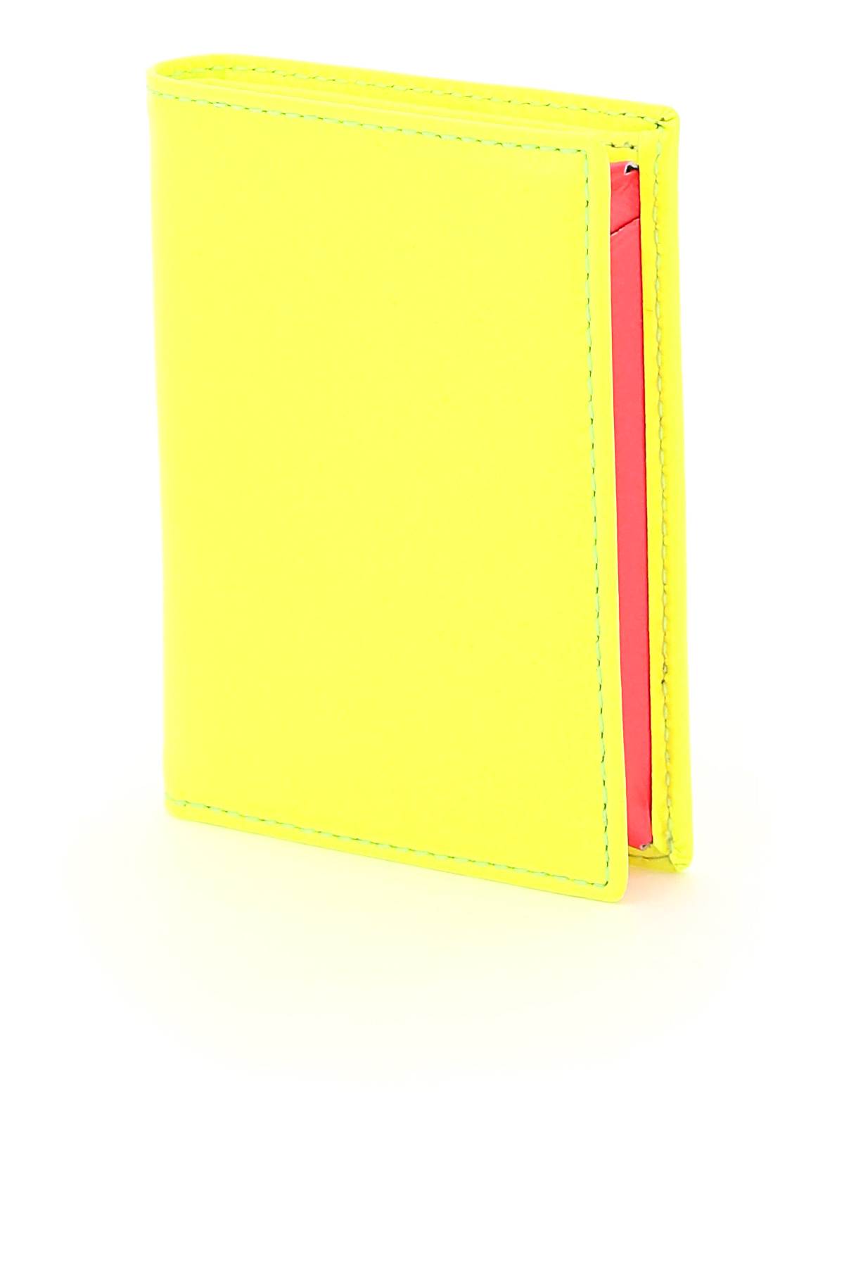 Shop Comme Des Garçons Fluo Leather Bifold Wallet In Yellow Light Orange
