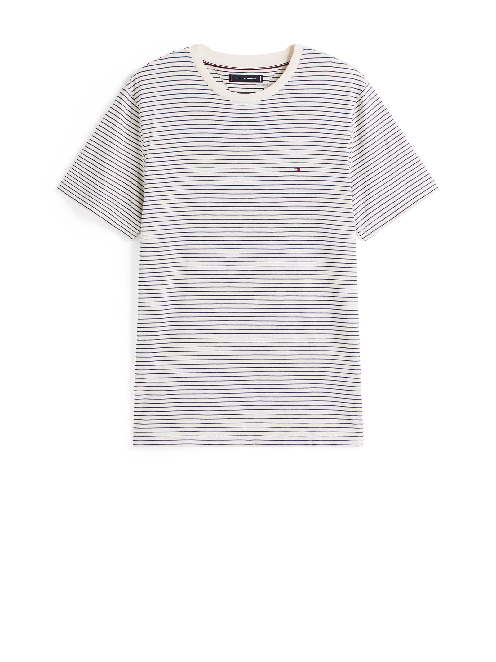 Tommy Hilfiger Ivory And Blue Stripes T-shirt With Logo. In Multi