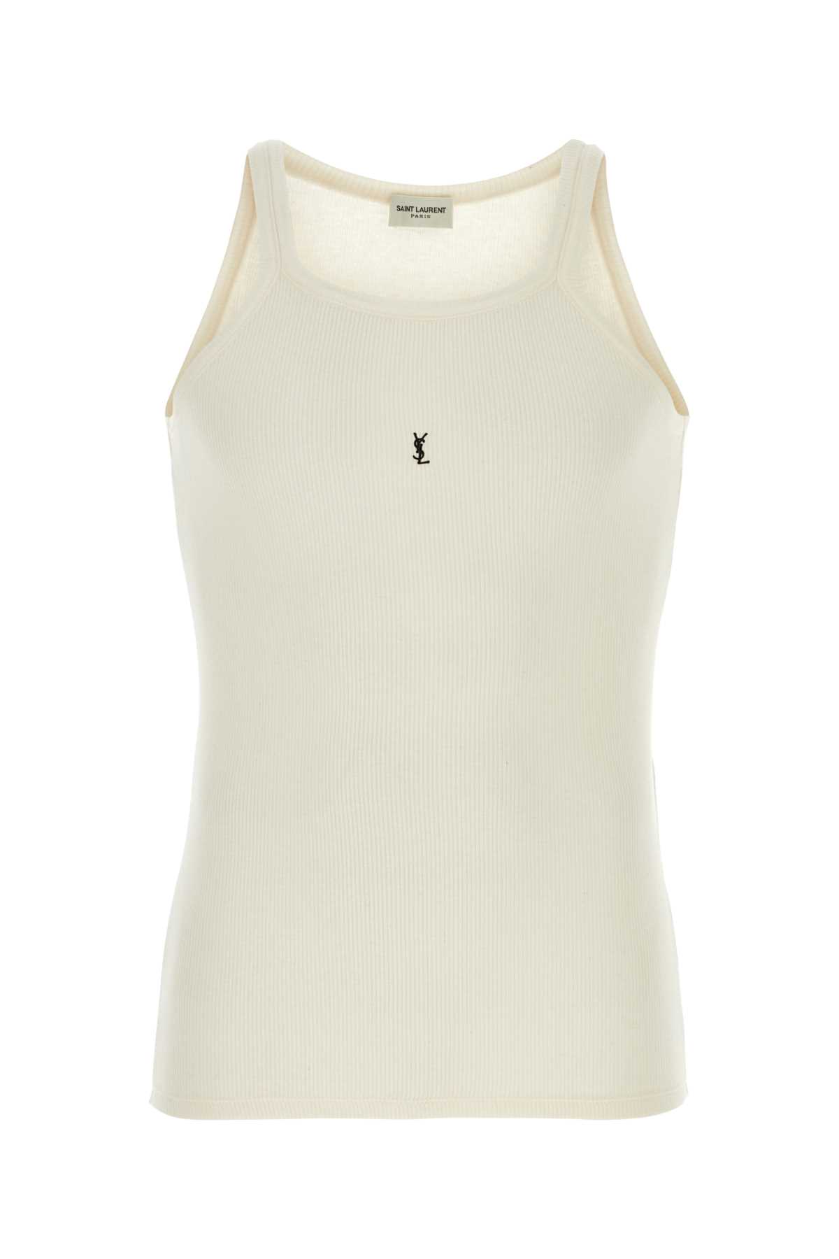 Shop Saint Laurent Ivory Cotton Tank Top In Naturelnoir