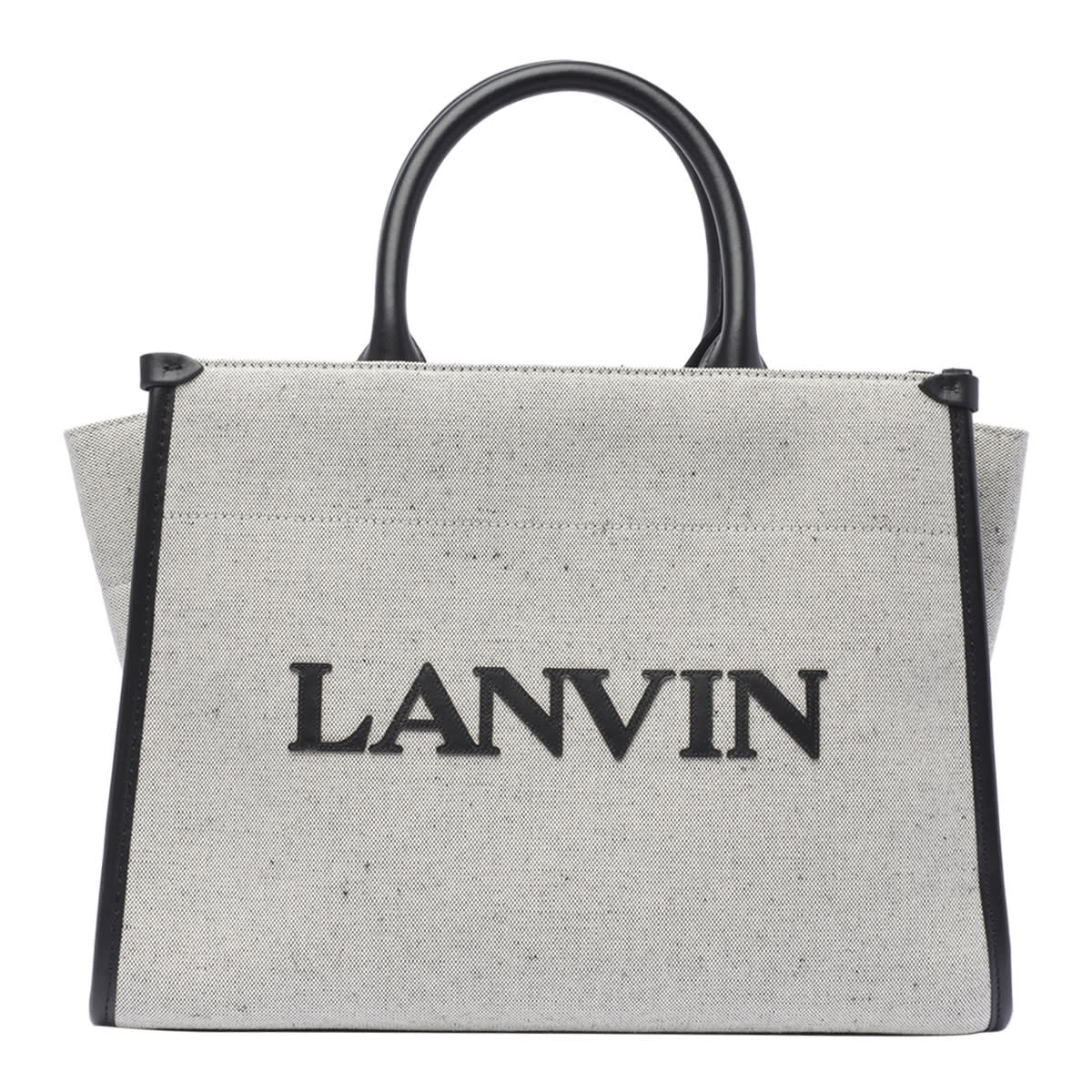 Shop Lanvin Logo Handbag In Grey