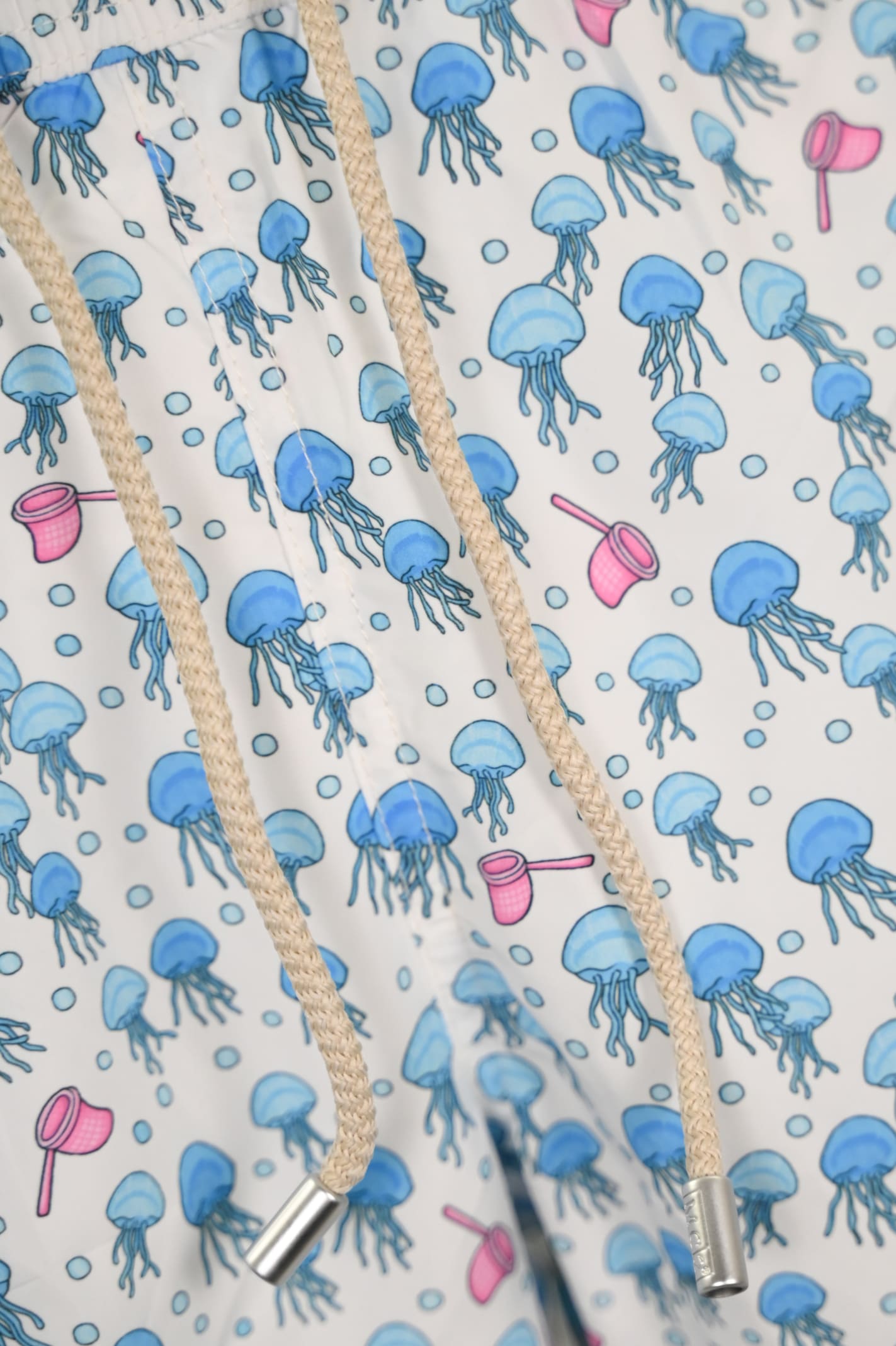 Shop Mc2 Saint Barth Lighting Micro Swimsuit With Jellyfish Print In Bianco/azzurro