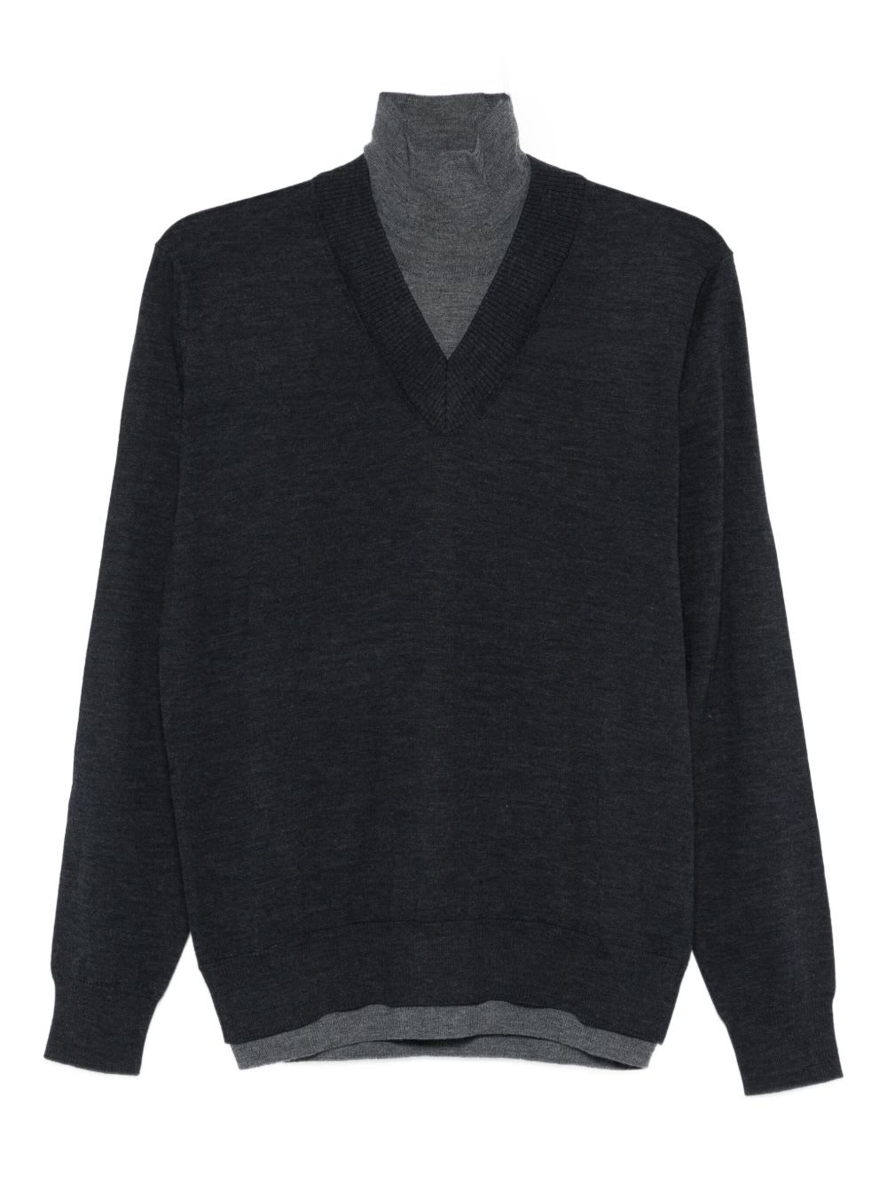 Paolo Pecora Gray Layered Wool Sweater In Black