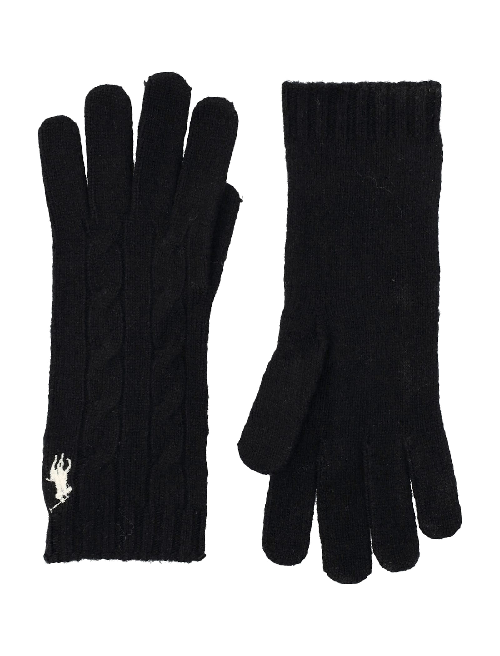 Polo Ralph Lauren Cable Wool-cashmere Gloves In Black