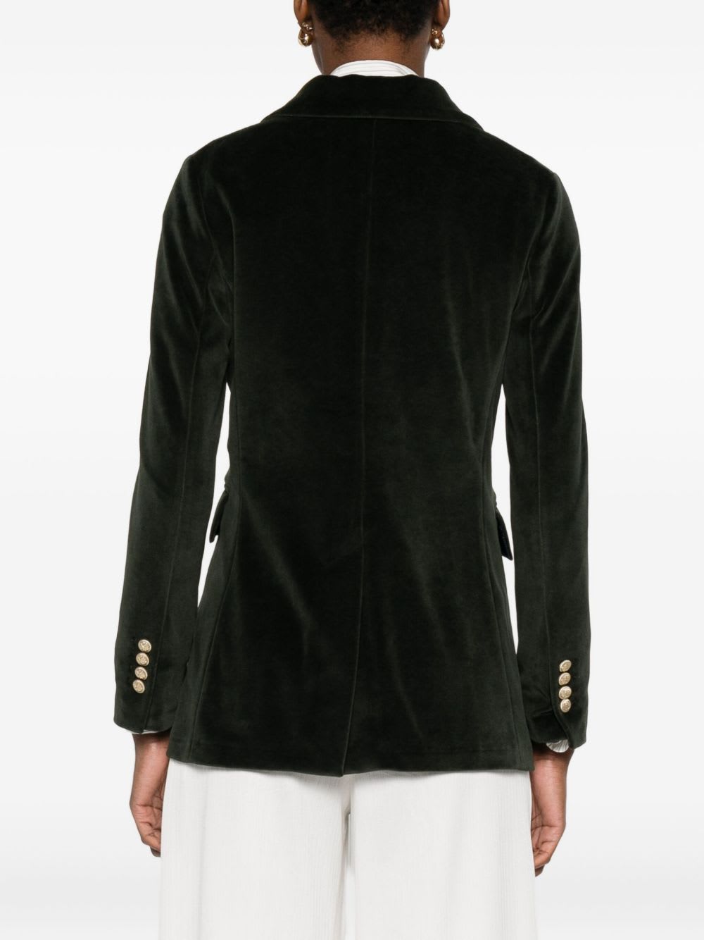 Circolo 1901 Double-breasted Velvet Jacket Featuring Pockets In Green