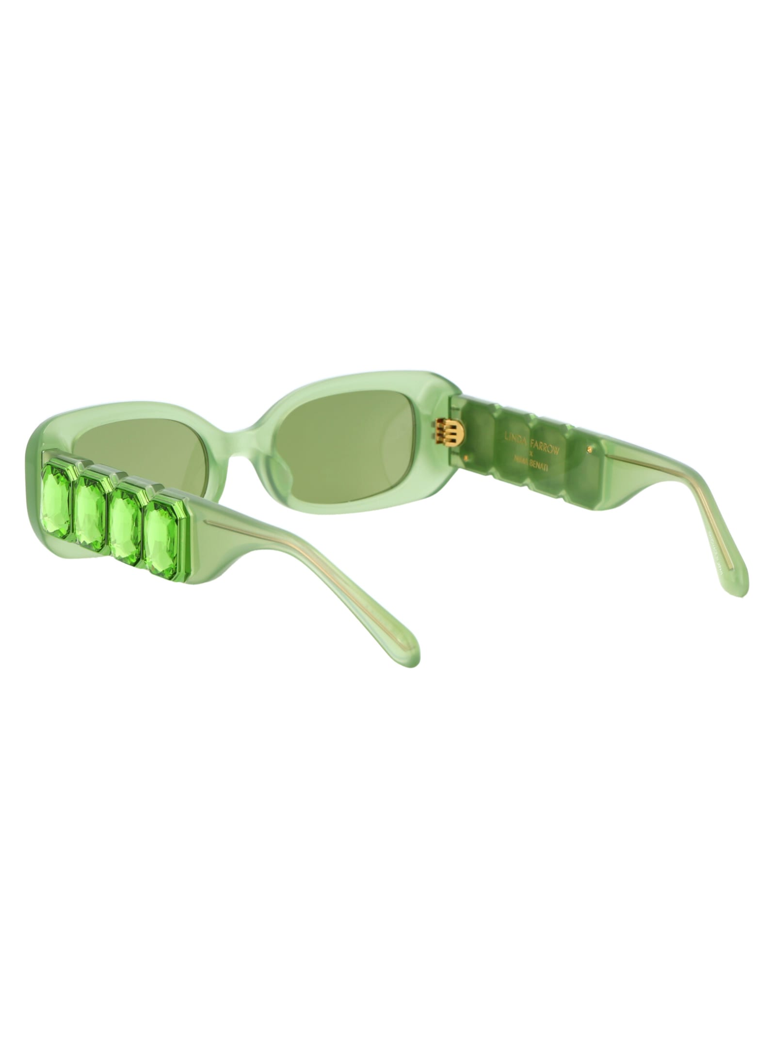 Shop Linda Farrow Lola Sunglasses In Green/greencrytal/green