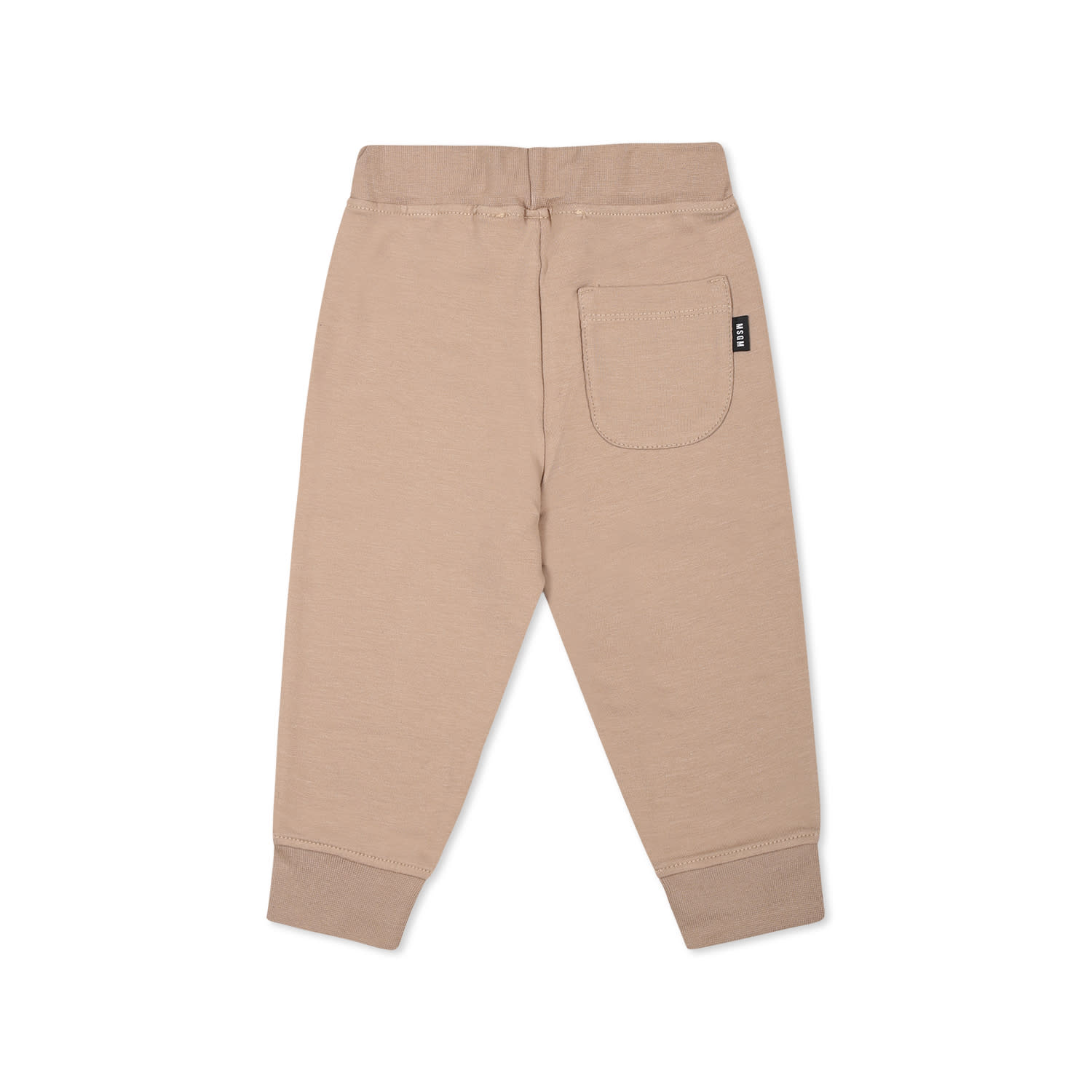 Shop Msgm Beige Trousers For Babykids With Logo