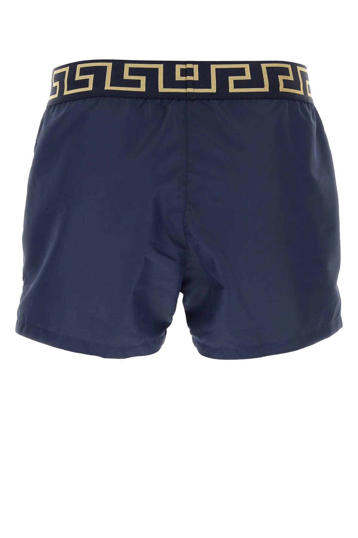 Shop Versace Blue Polyester Swimming Shorts