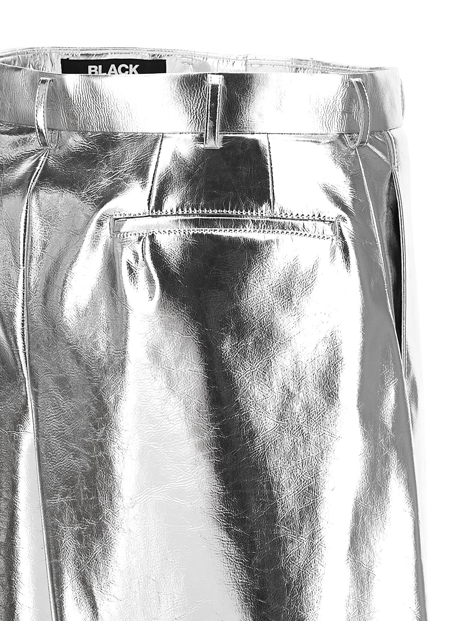 Shop Black Comme Des Garçons Laminated Bermuda Shorts In Silver
