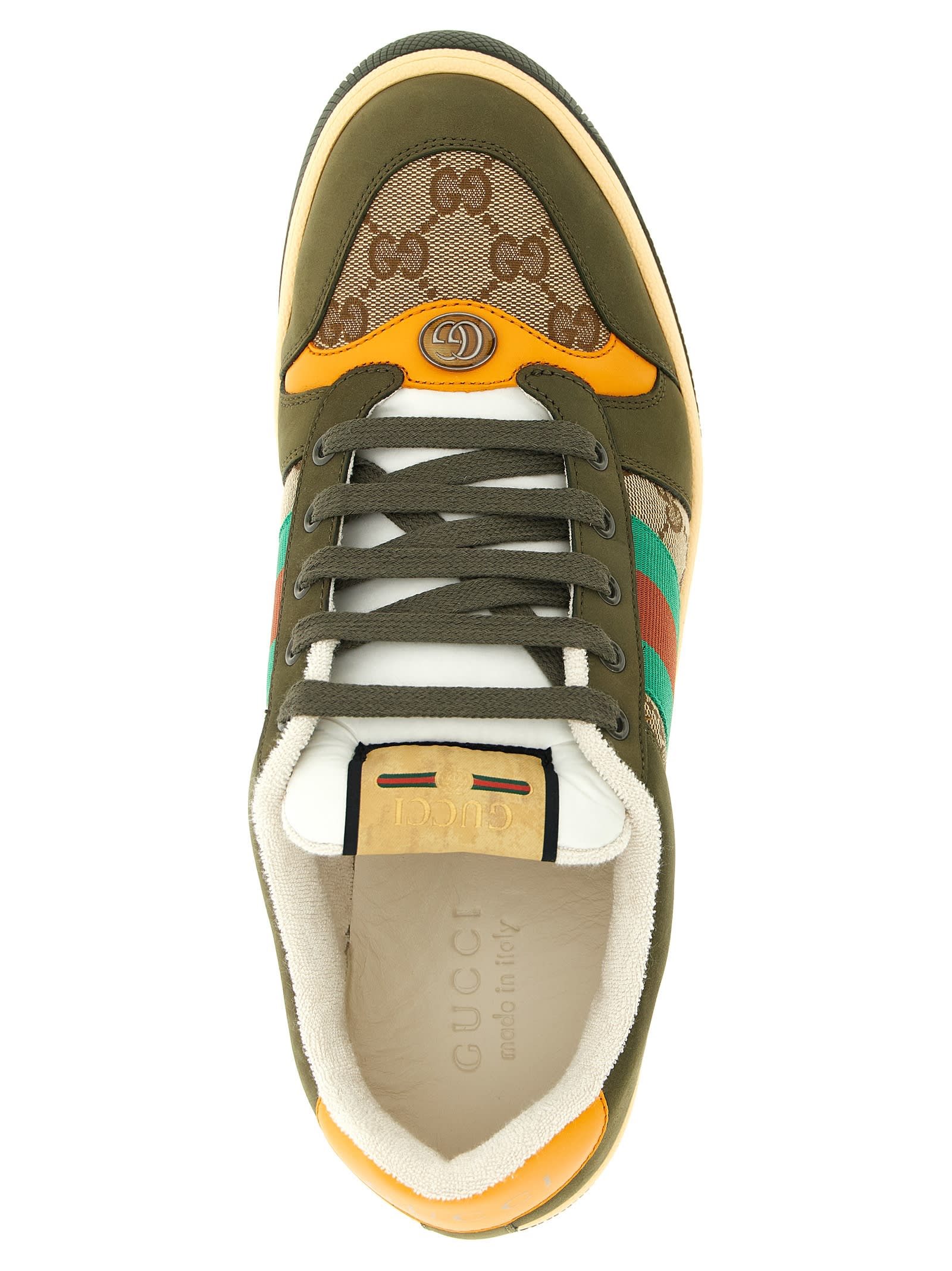 Gucci Men Screener Low-top Leather And Gg Supreme Fabric Sneakers In Multi