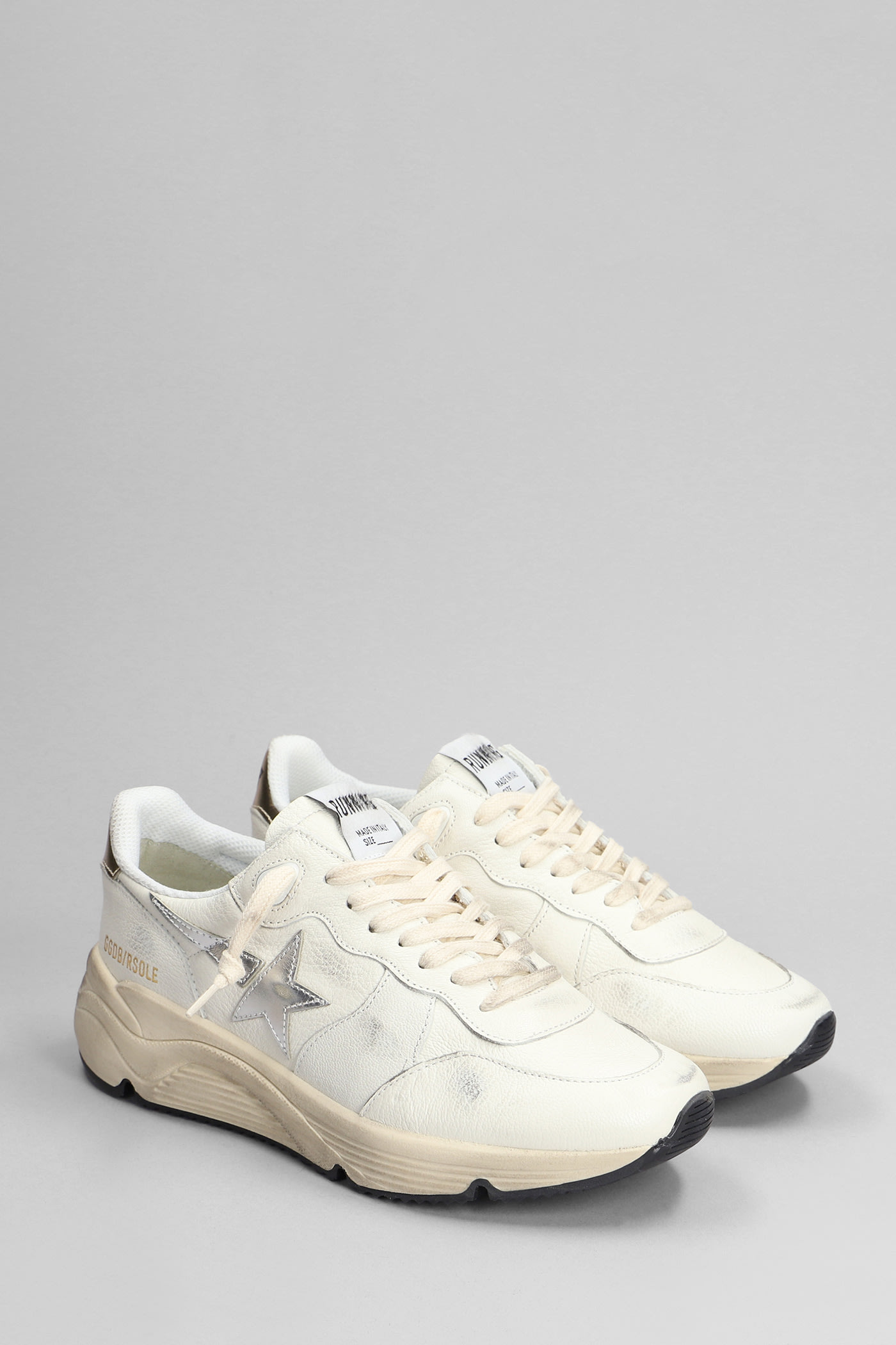 Shop Golden Goose Running Sneakers In White Leather