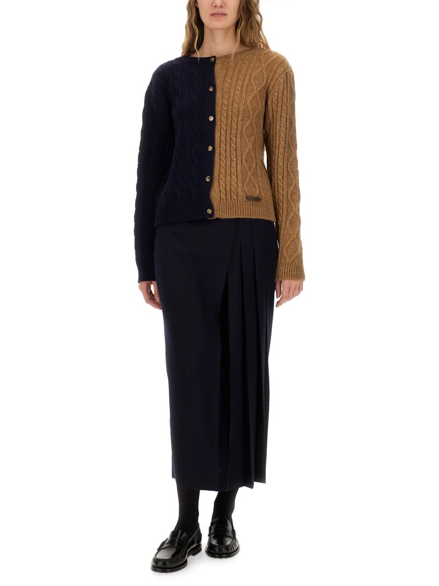 Moschino Couture Twotone Alpaca Blend Cardigan In Multi