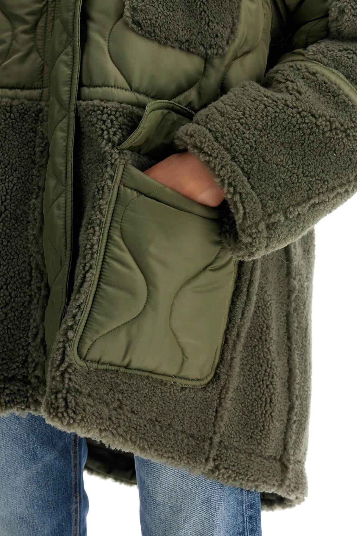 Shop Blancha Shearling And Nylon Parka In Militare (green)