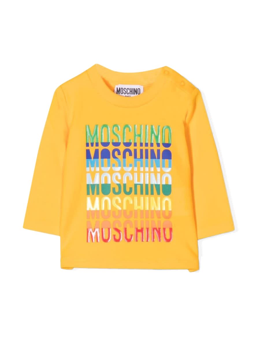 Shop Moschino T-shirt Con Logo In Yellow