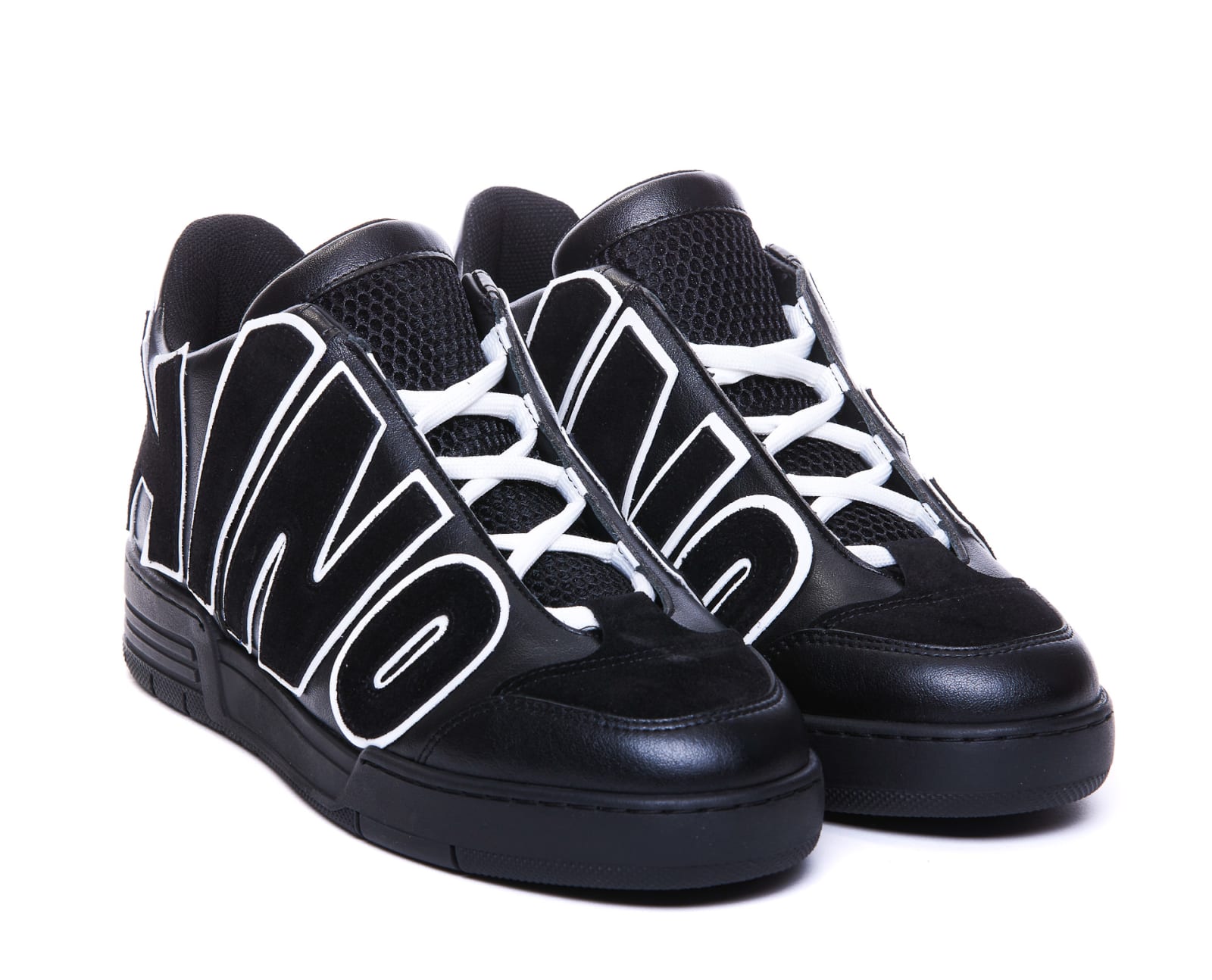 Shop Moschino Maxi Logo Streetball Sneakers In Black