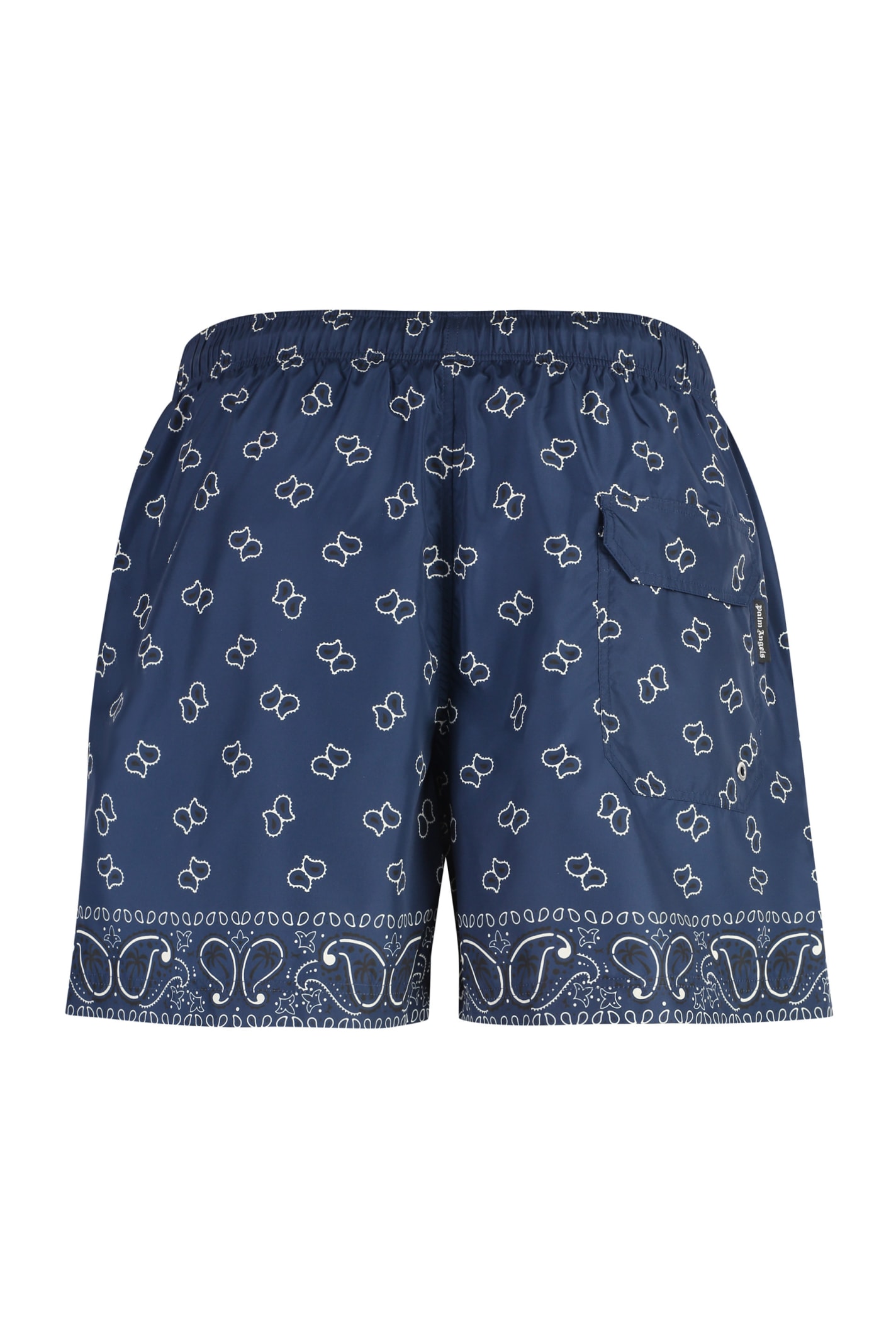 Shop Palm Angels Printed Swim Shorts In Blue