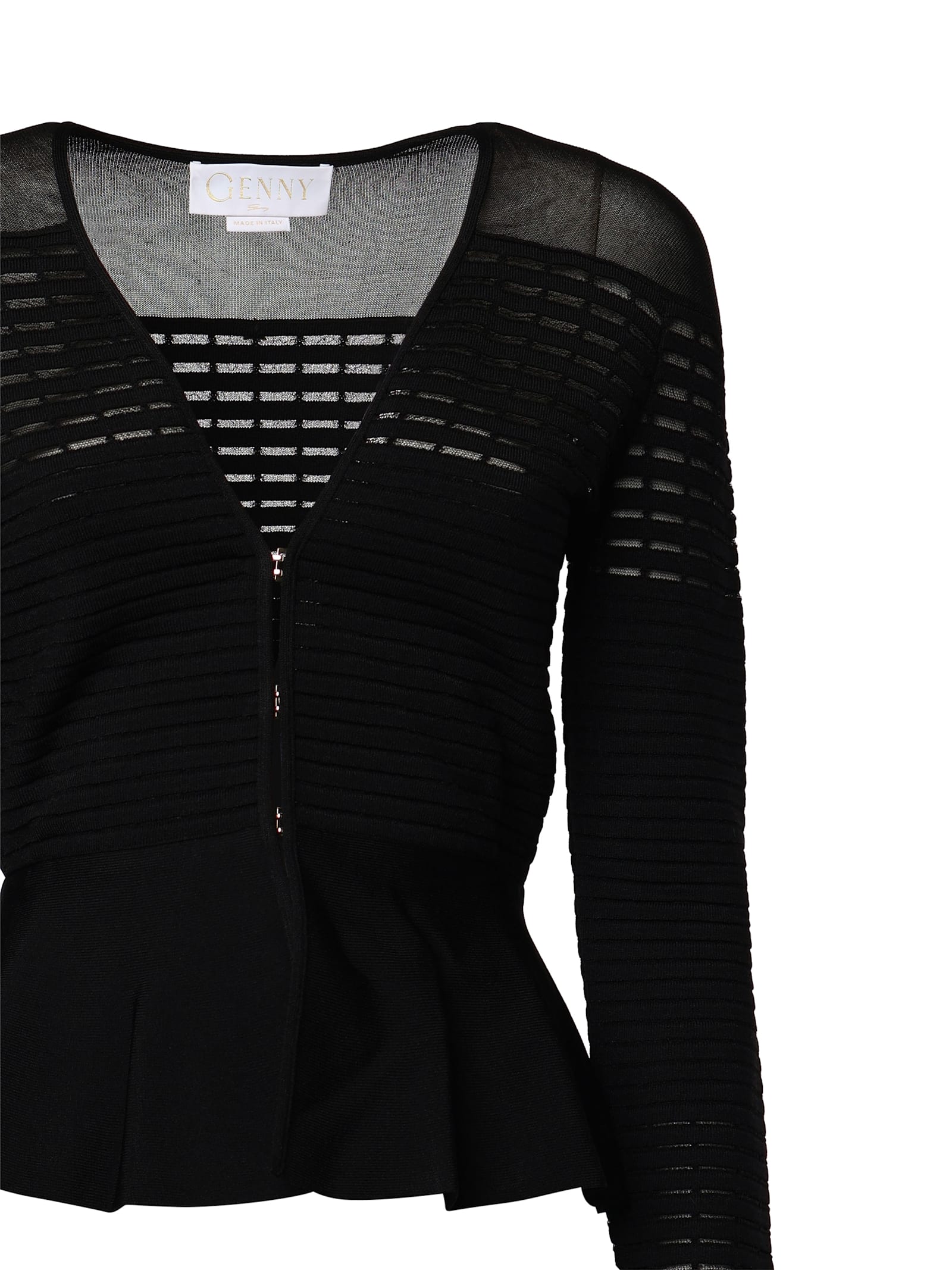 GENNY V-NECK SWEATER WITH GODET FLOUNCE 