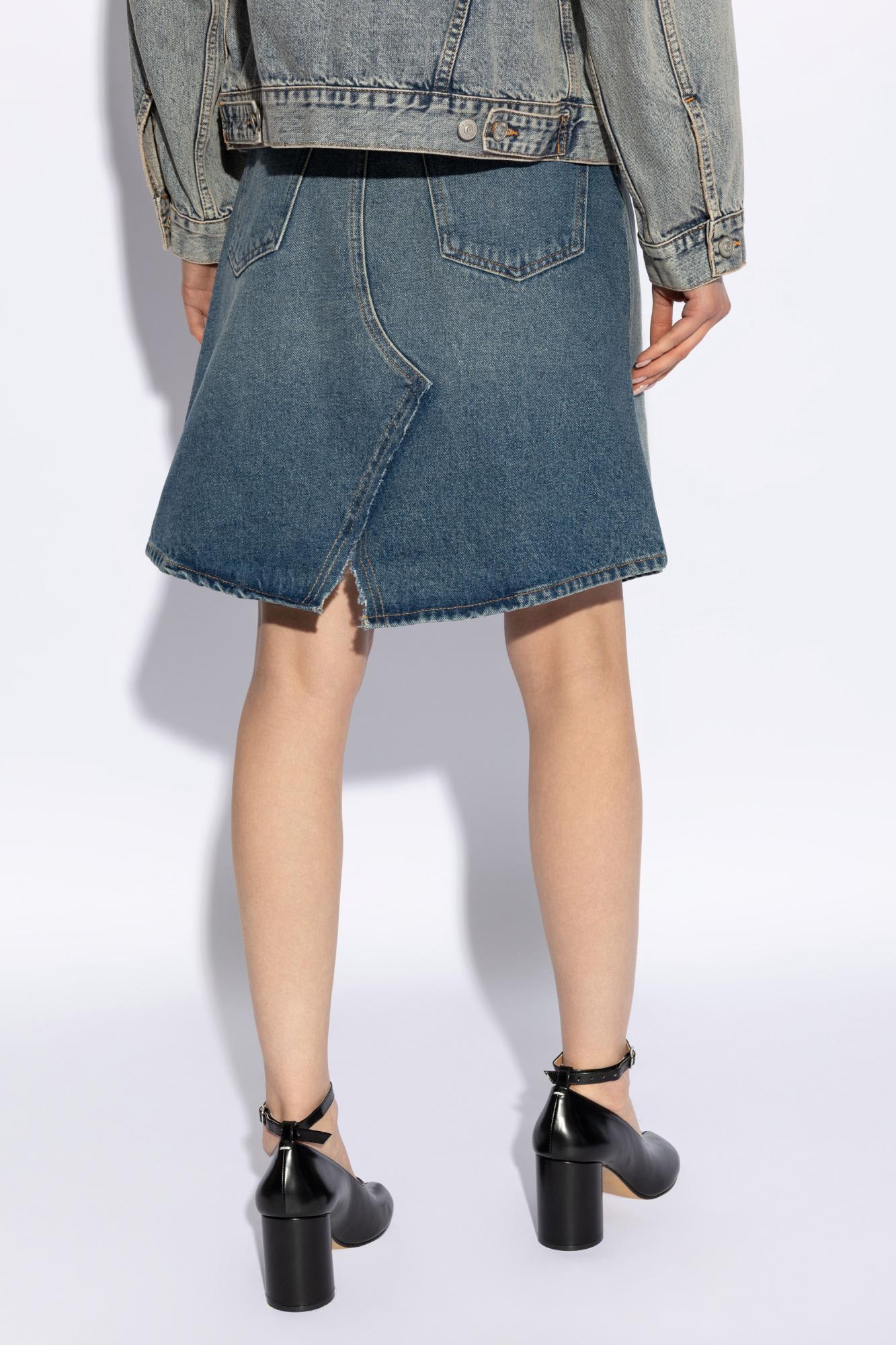 Shop Mm6 Maison Margiela Denim Skirt In Clear Blue