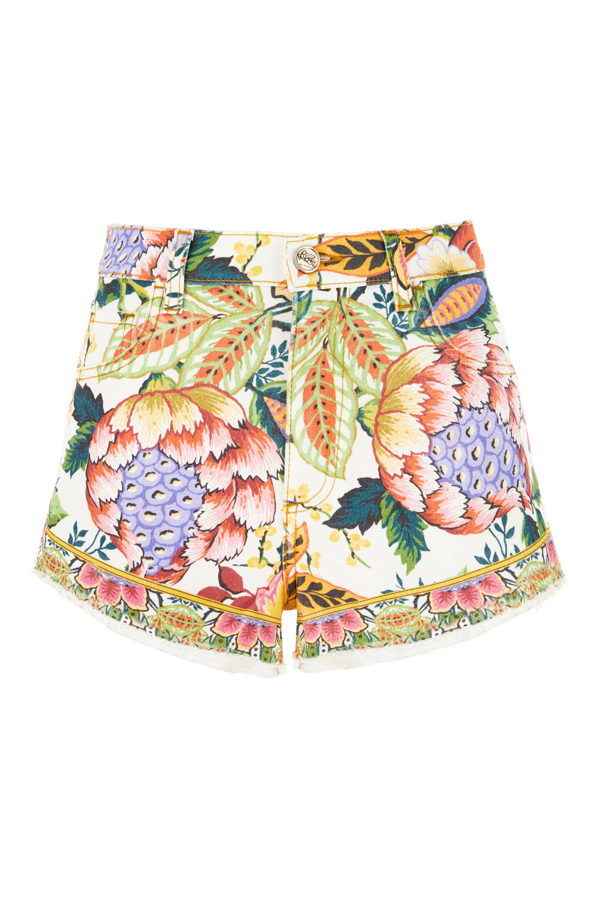 Shop Etro Printed Stretch Cotton Shorts In X0800