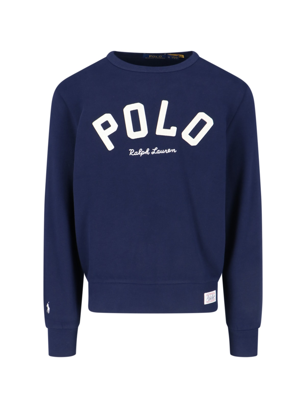 Shop Polo Ralph Lauren Logo Cropped Sweatshirt In Blue