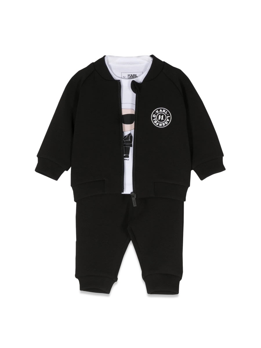 Shop Karl Lagerfeld T-shirt, Jogger And Zip-up Sweatshirt Set In Black