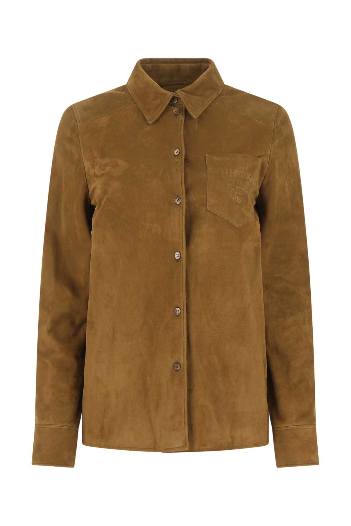 Shop Prada Brown Suede Shirt In F0280