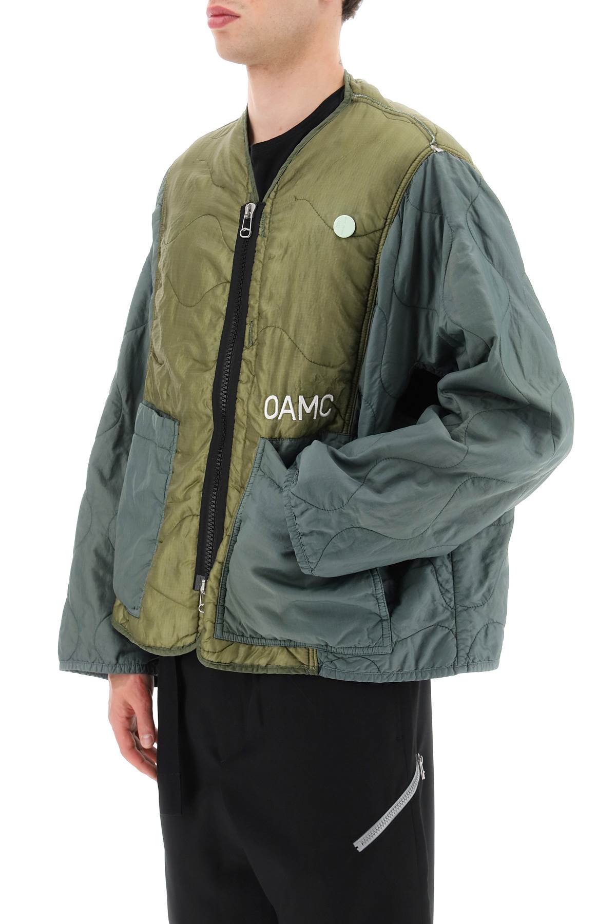 Shop Oamc Peacemaker Quilted Liner Jacket In Shadow (green)