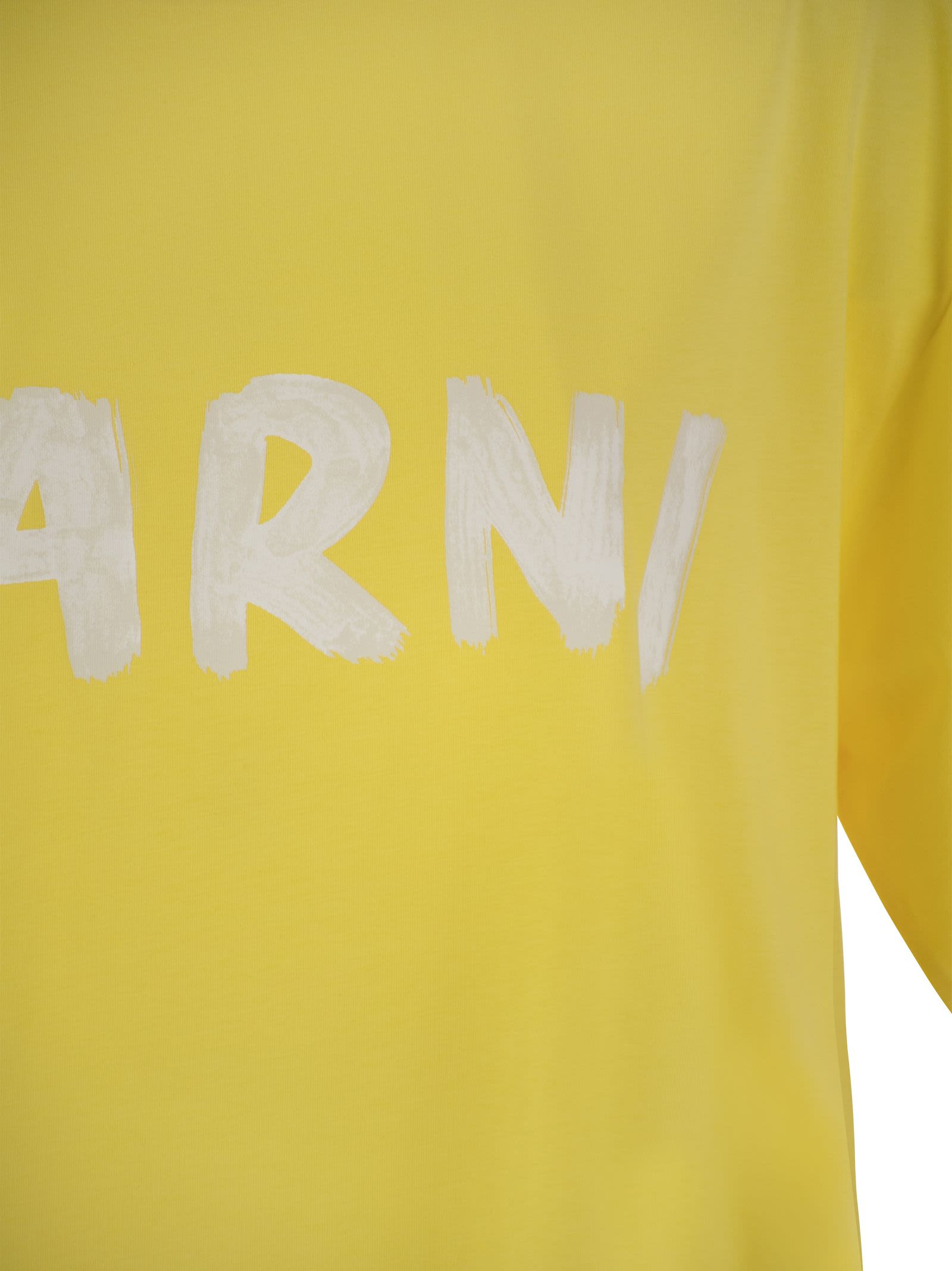 Shop Marni Cotton Jersey T-shirt With  Print In Yellow