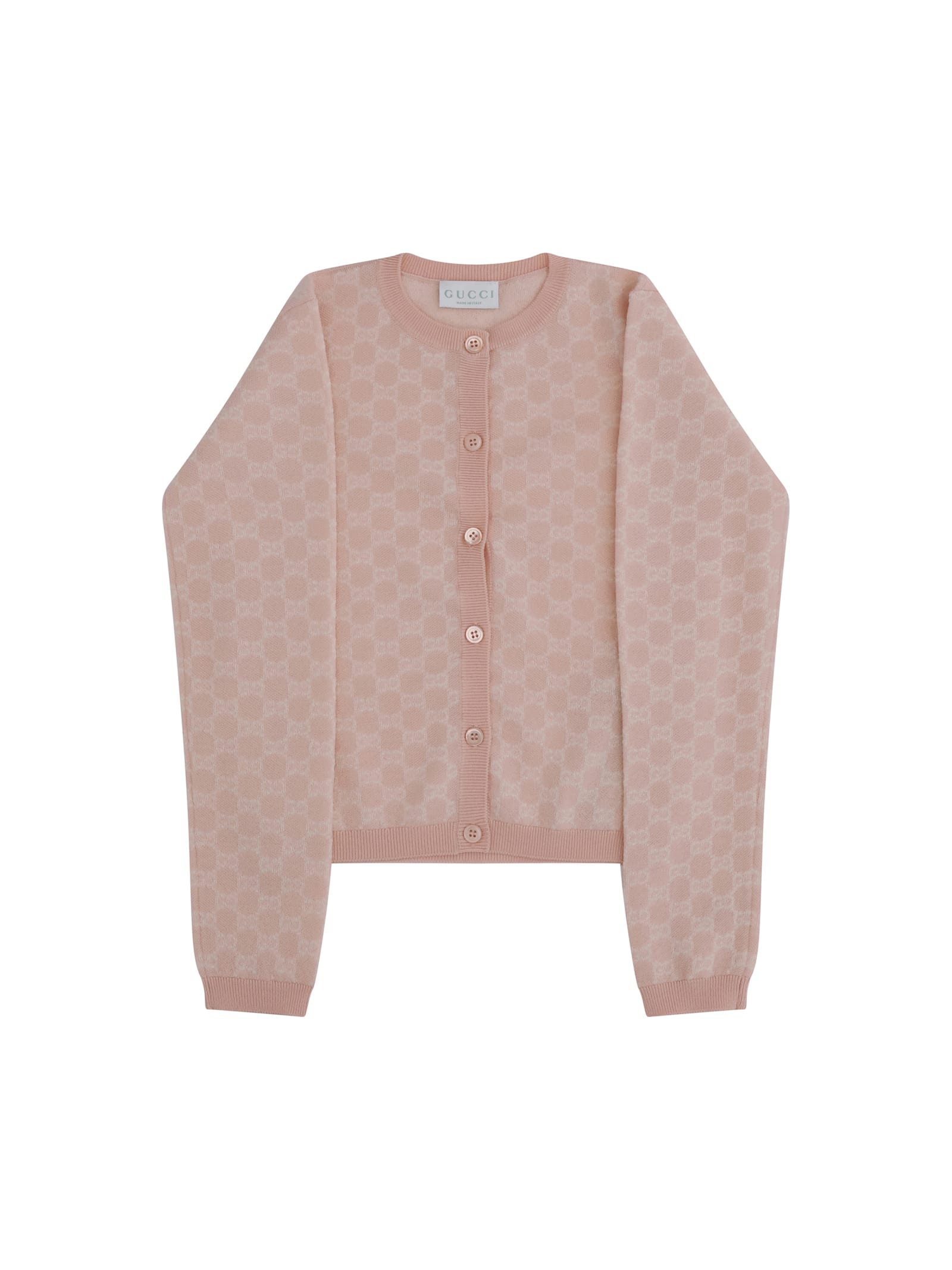 Gucci Wool Cardigan For Girl In Pink